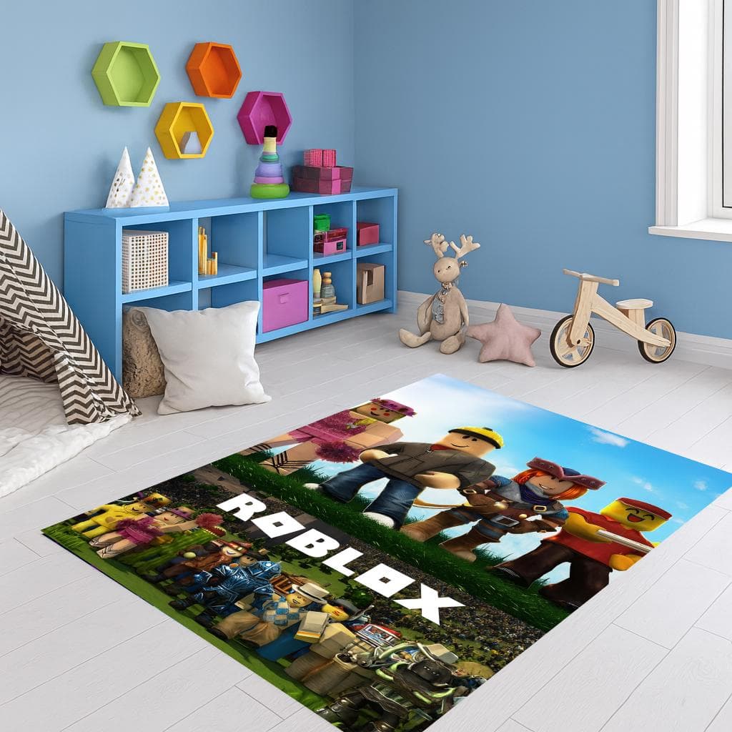Custom Roblox Rug – Personalized Kids Gamer Room Decor, Washable Doormat