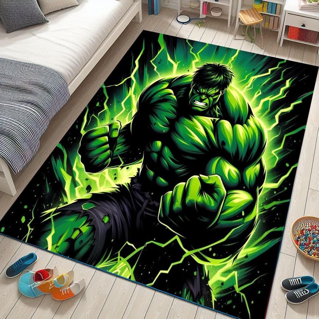 Hulk Rug: Green Giant Kids Room Decor, Washable Fan Rug - image 3