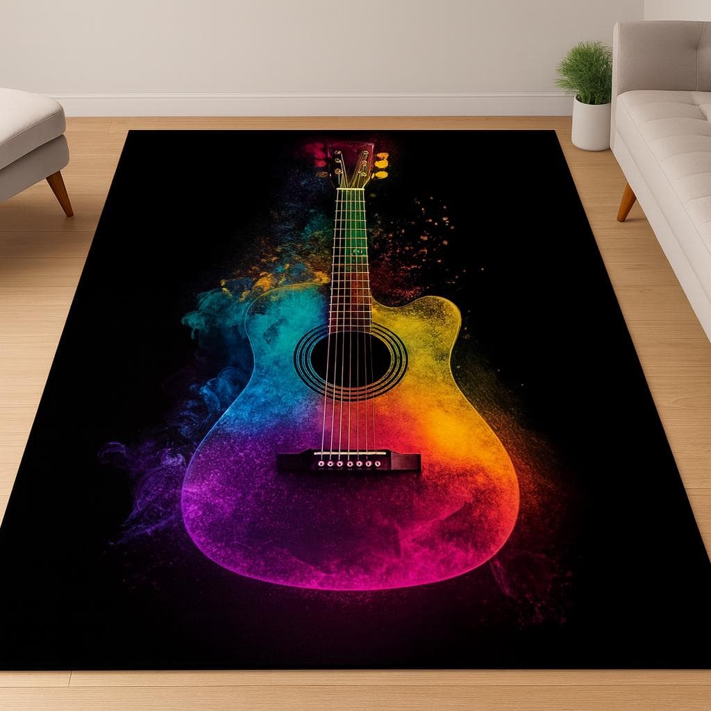 Colorful Guitar Music Room, Boho Floor Mat - image 3