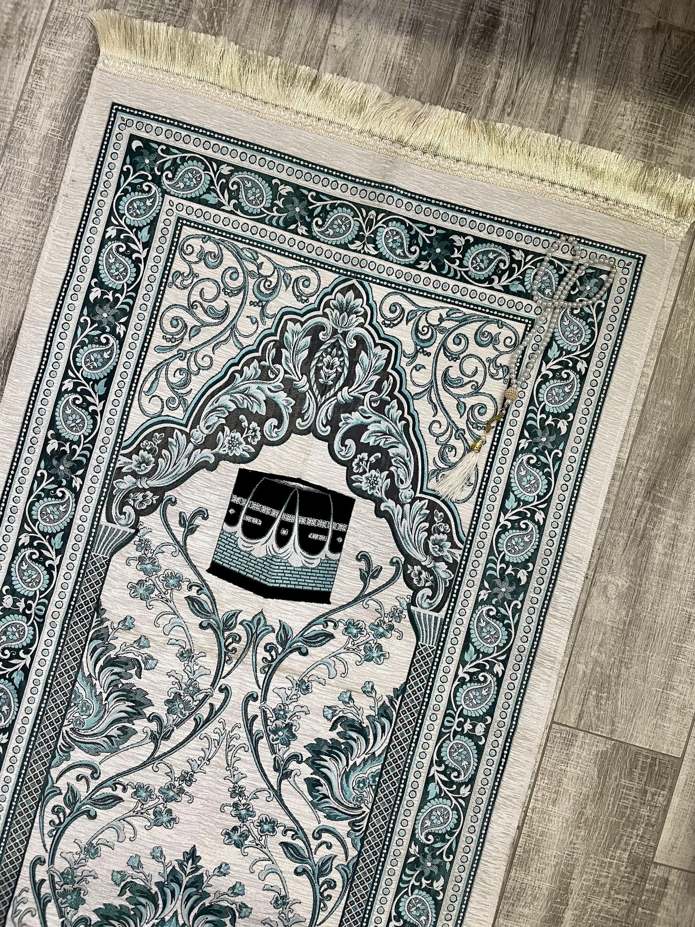 Chenille Prayer Mat: Handwoven Cotton Muslim Gift (3.7x2.1 ft) - image 4