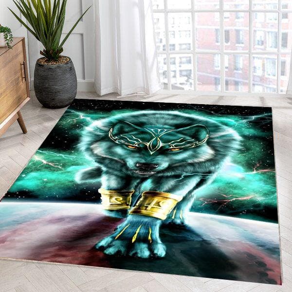 Wolf Pattern Rug: Personalized Animal Design, Non-Slip Cotton Base - image 4