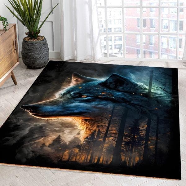 Custom Wolf Design Rug: Personalized Animal Print, Non-Slip Cotton Base - image 4