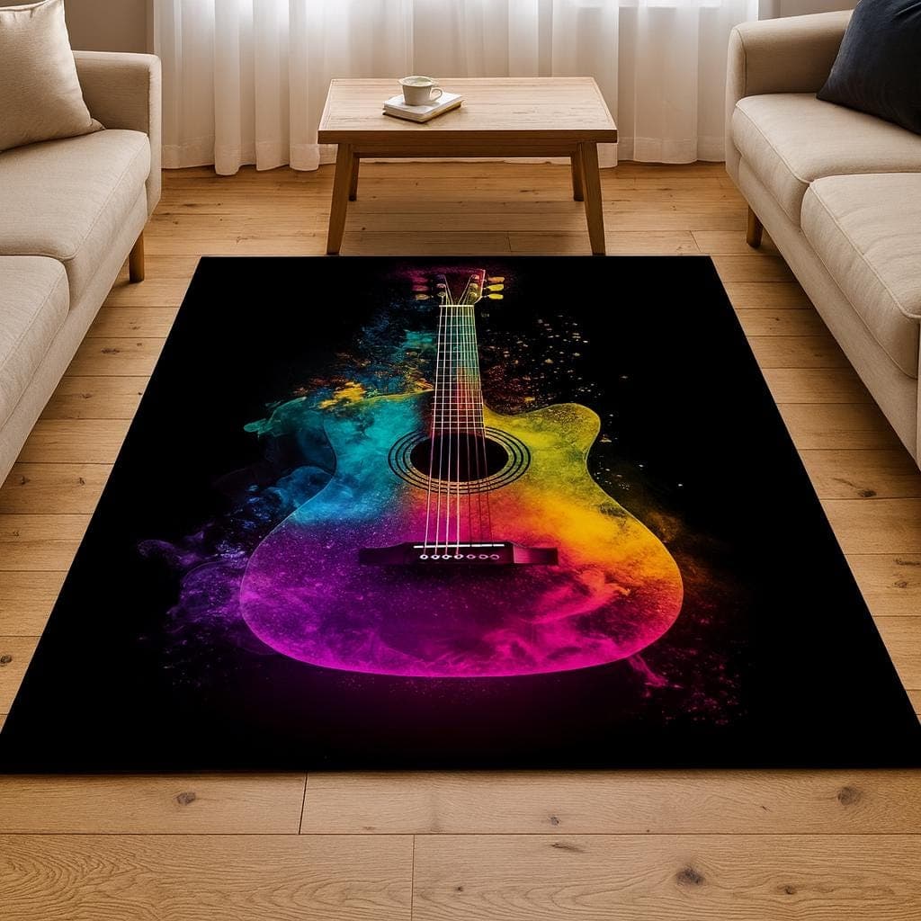 Colorful Guitar Music Room, Boho Floor Mat - image 4