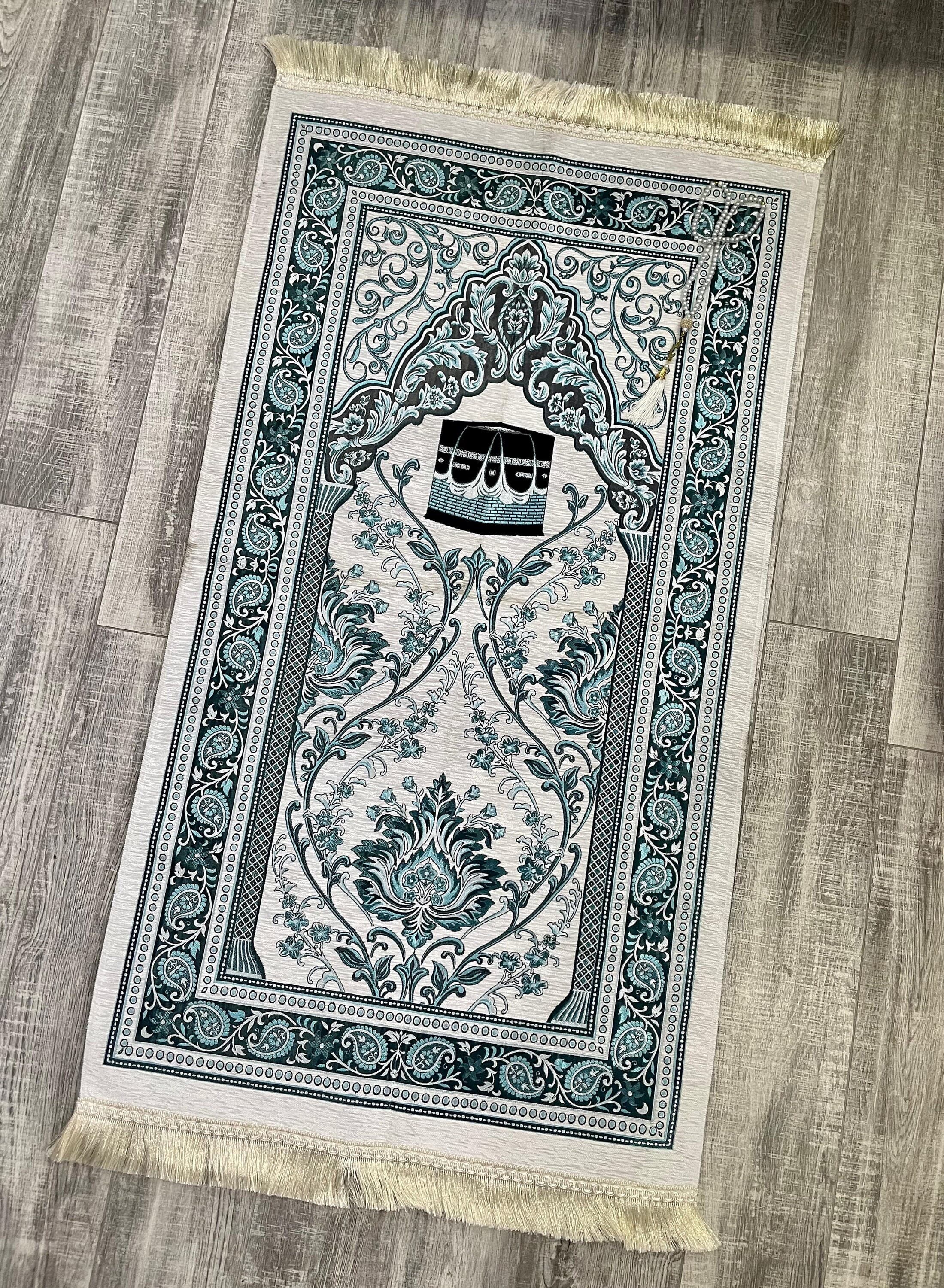 Chenille Prayer Mat: Handwoven Cotton Muslim Gift (3.7x2.1 ft)