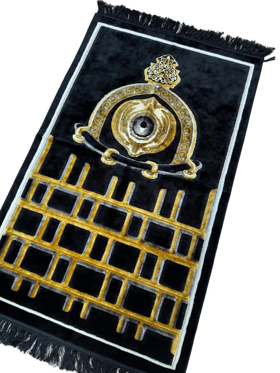 Hacerül Esved Patterned Velvet Prayer Rug: Soft Chenille Mat