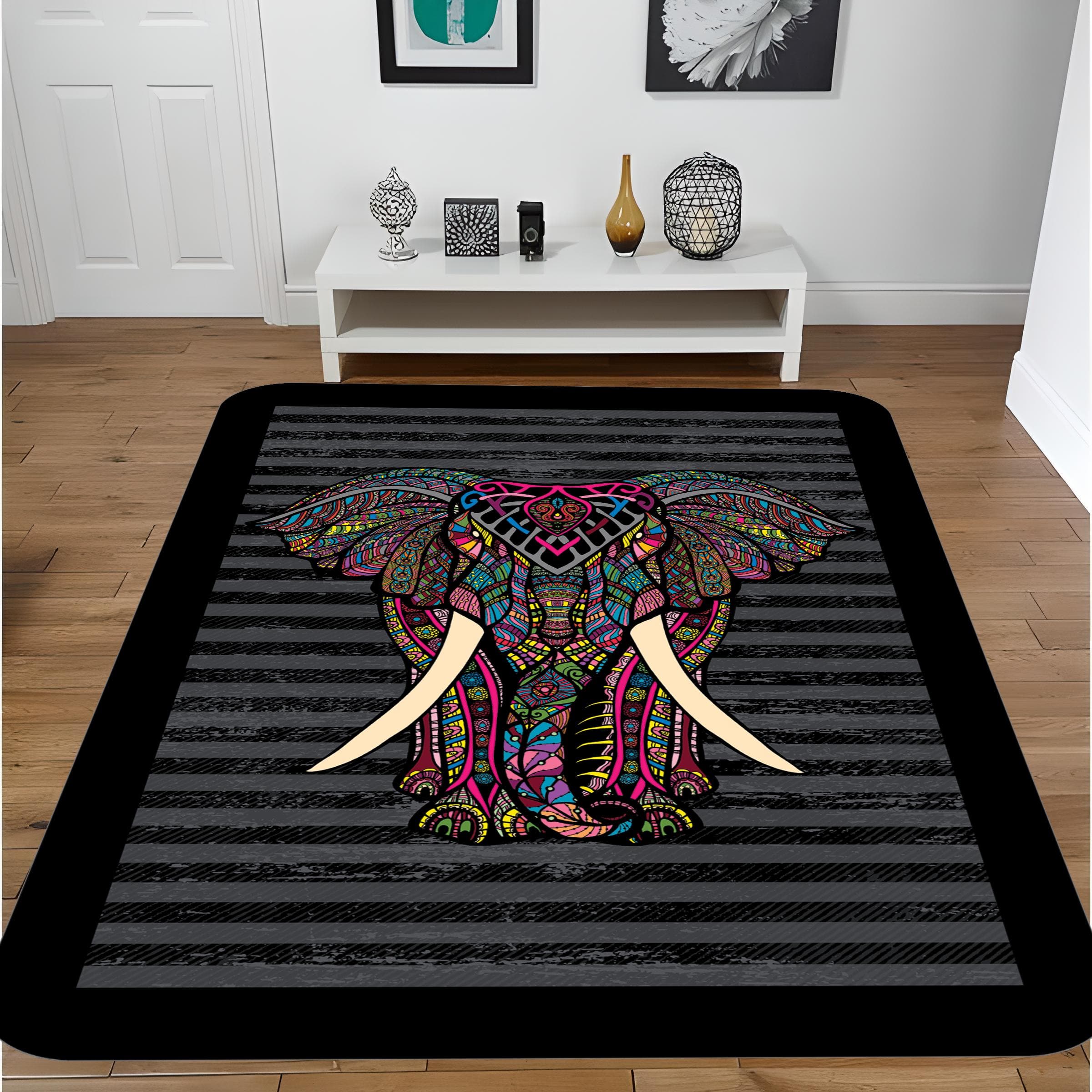 Elephant Rug: Geometric Animal Pattern, Custom Rug - image 5