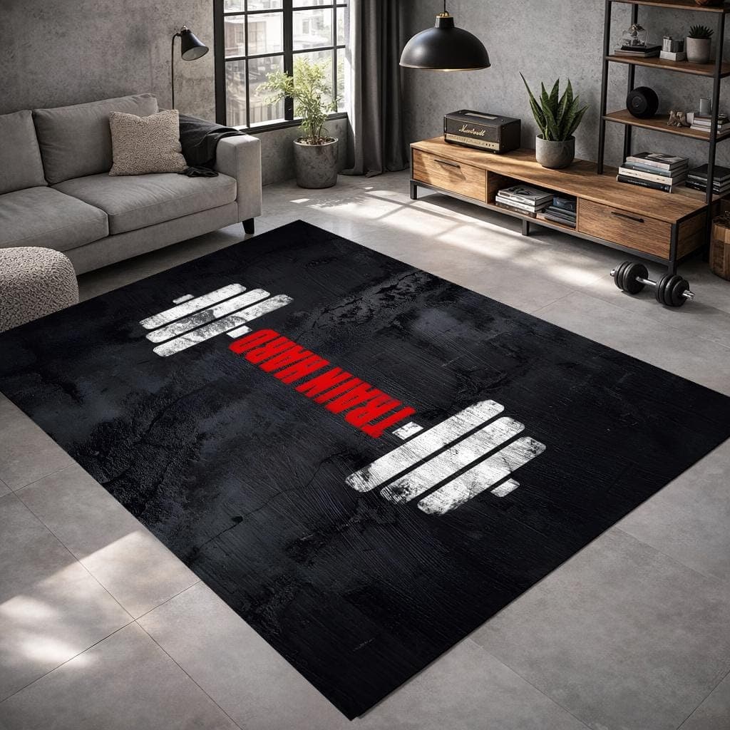 Train Hard Workout Rug Motivational Gym Decor - image 4