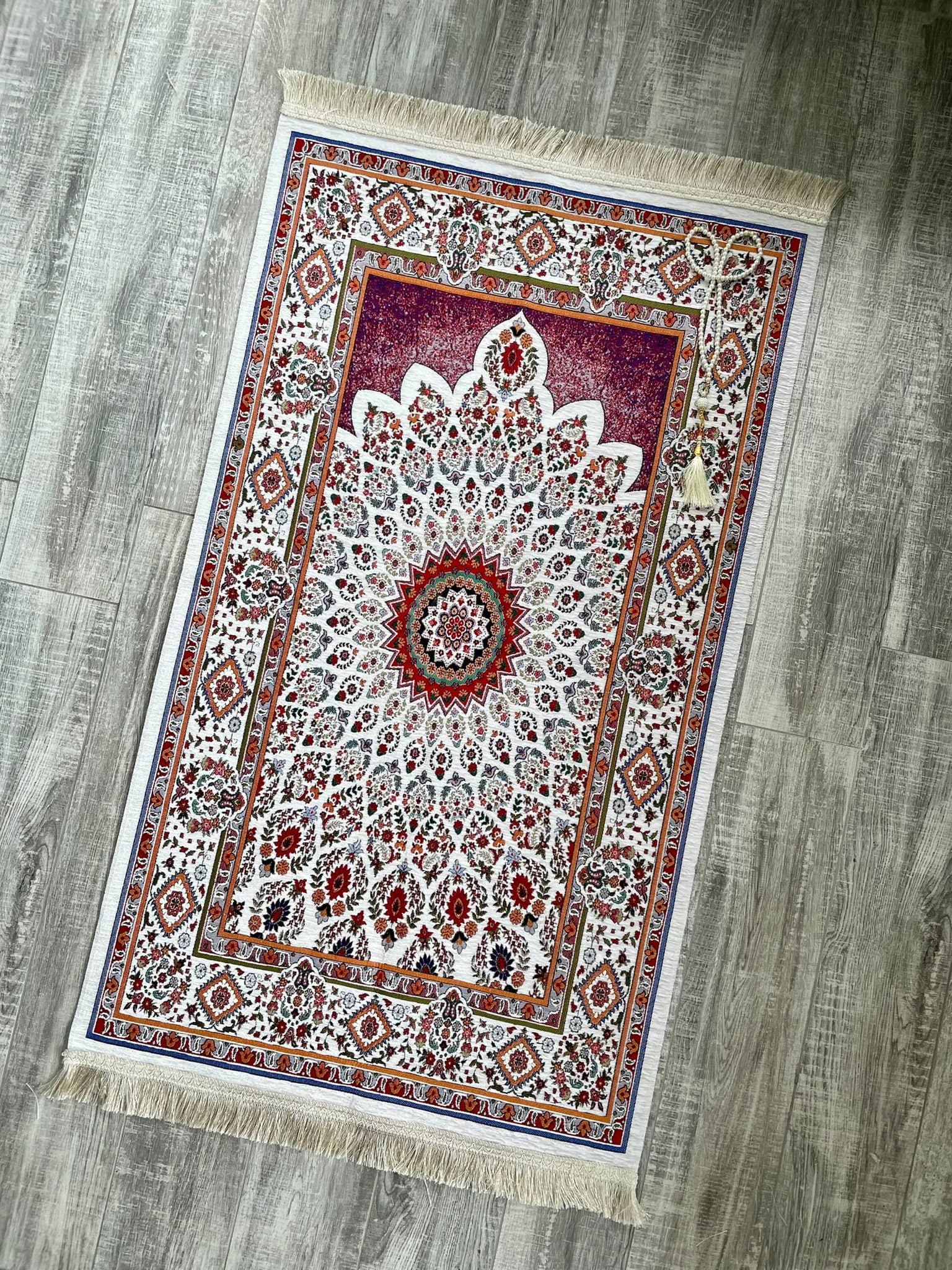 Handwoven Chenille Prayer Mat: Muslim Gift, Girl Prayer Rug