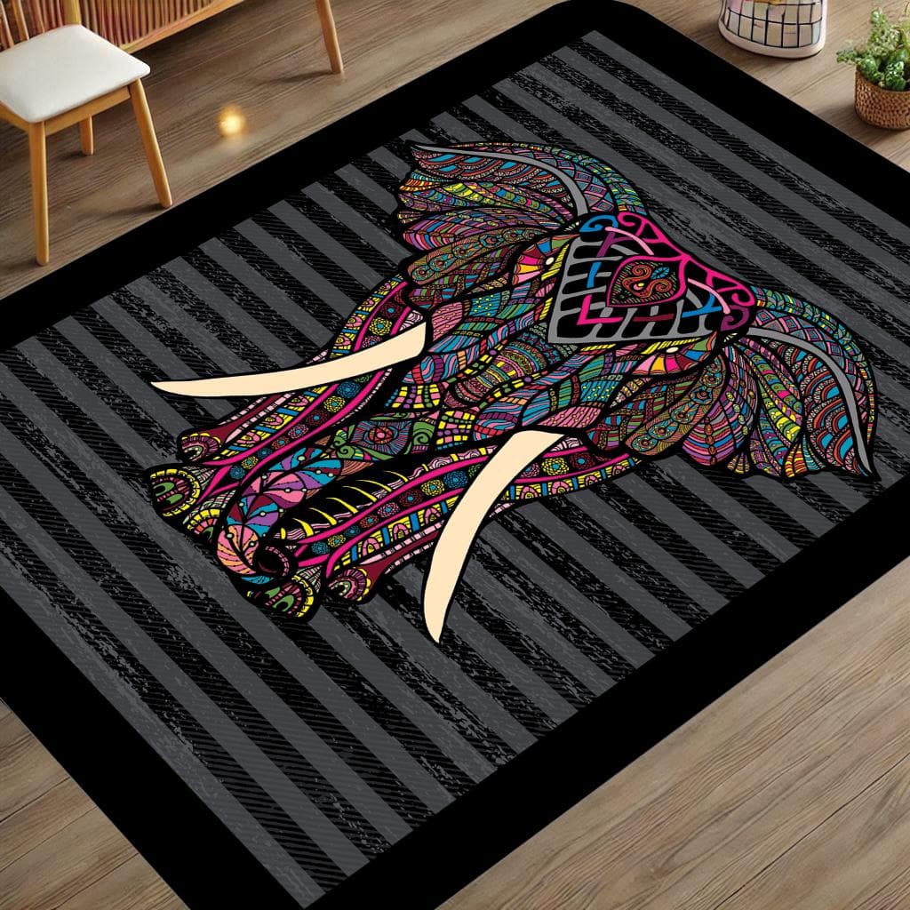 Elephant Rug: Geometric Animal Pattern, Custom Rug - image 3