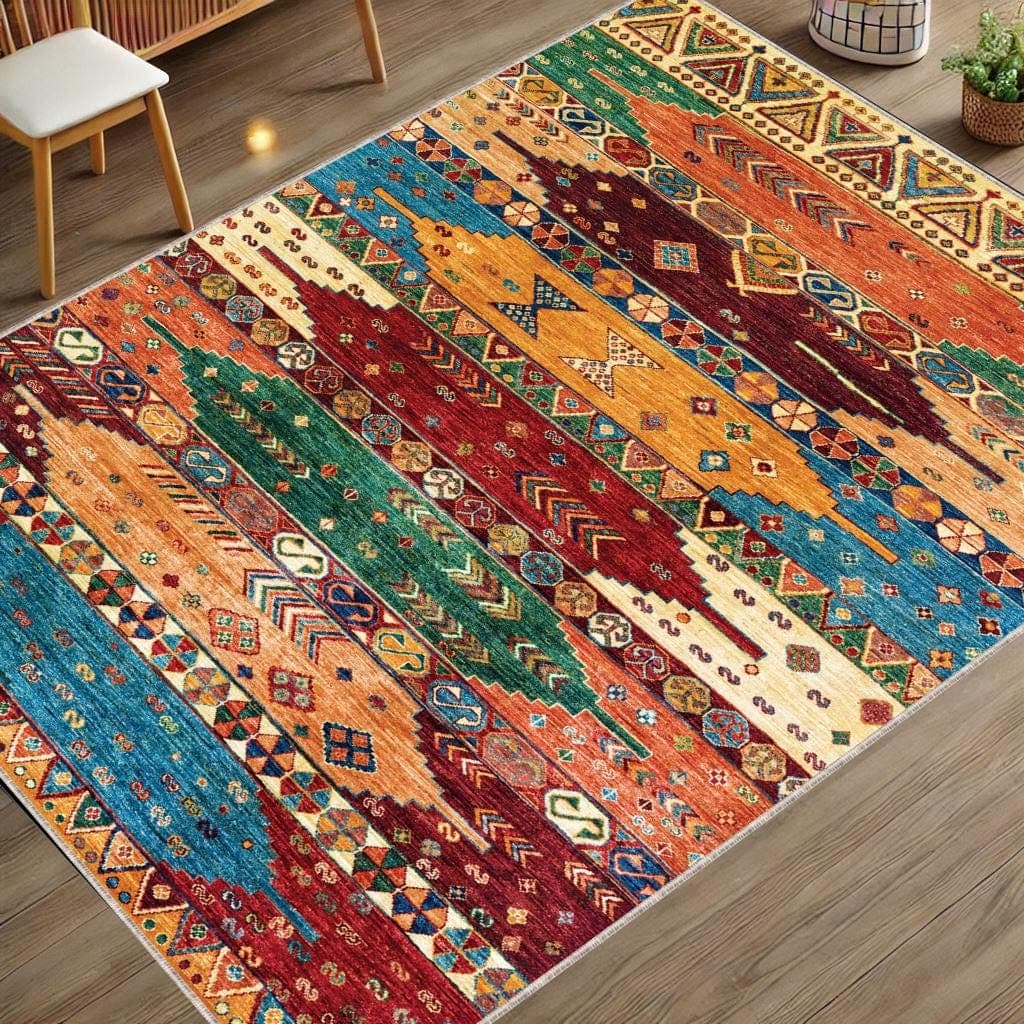 Custom Turkish Kilim Rug: Vintage Mid-Century Pattern