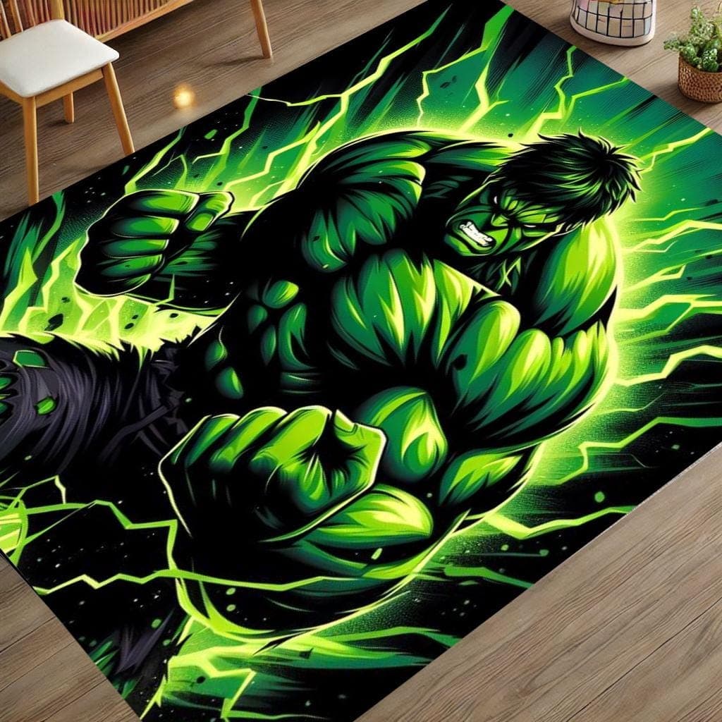 Hulk Rug: Green Giant Kids Room Decor, Washable Fan Rug