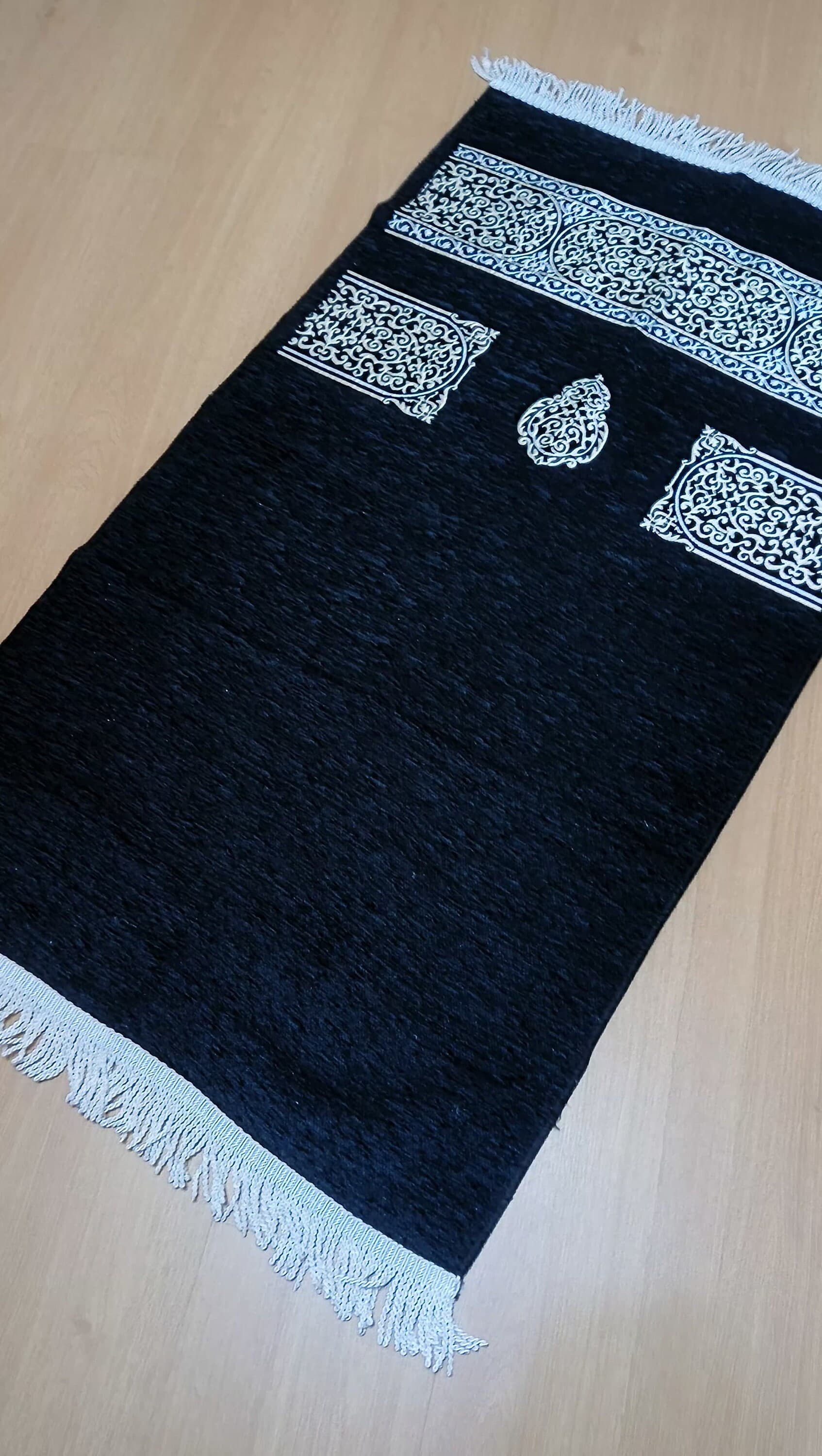 Black Chenille Prayer Mat: Islamic Rug, Ramadan Gift - image 3