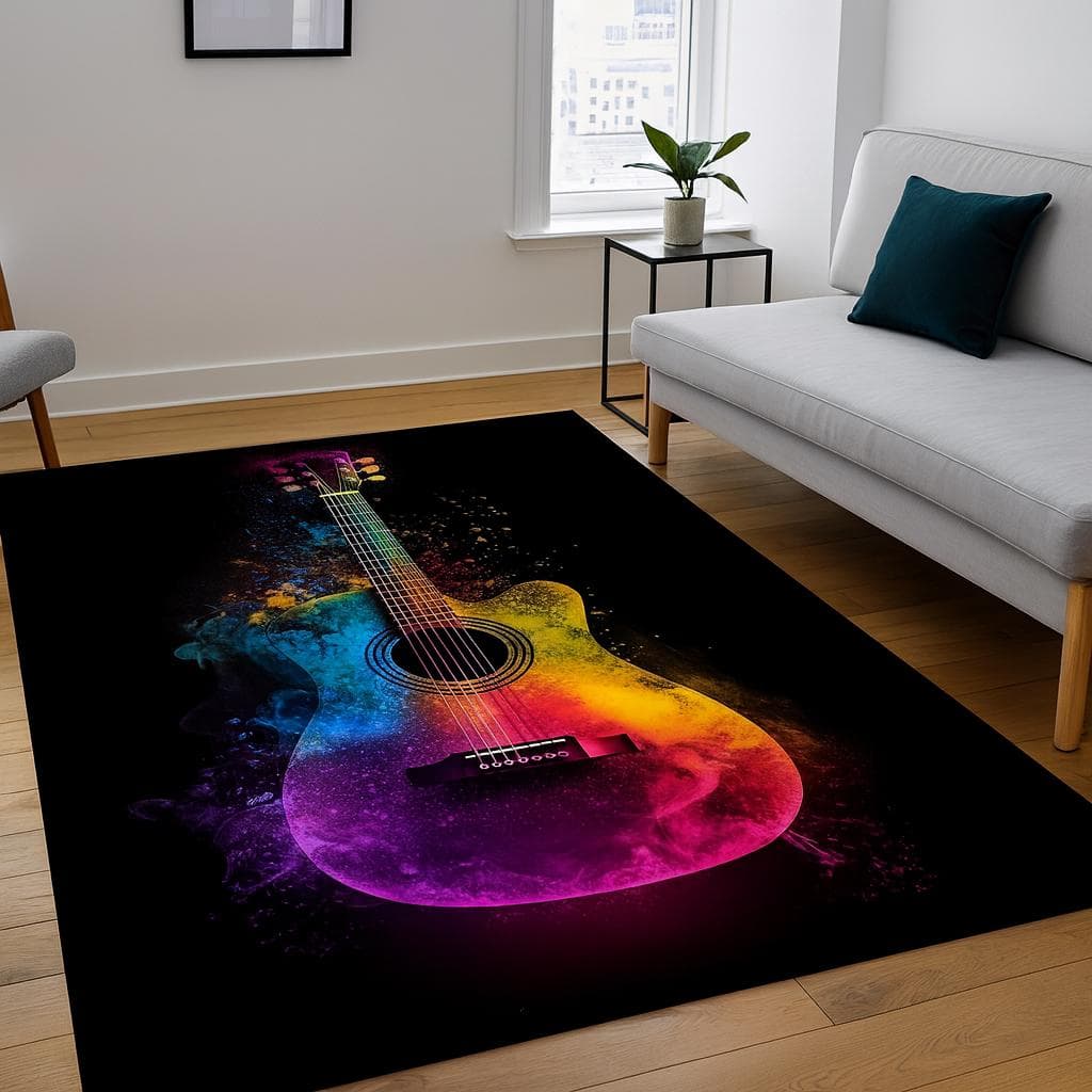 Colorful Guitar Music Room, Boho Floor Mat - image 5