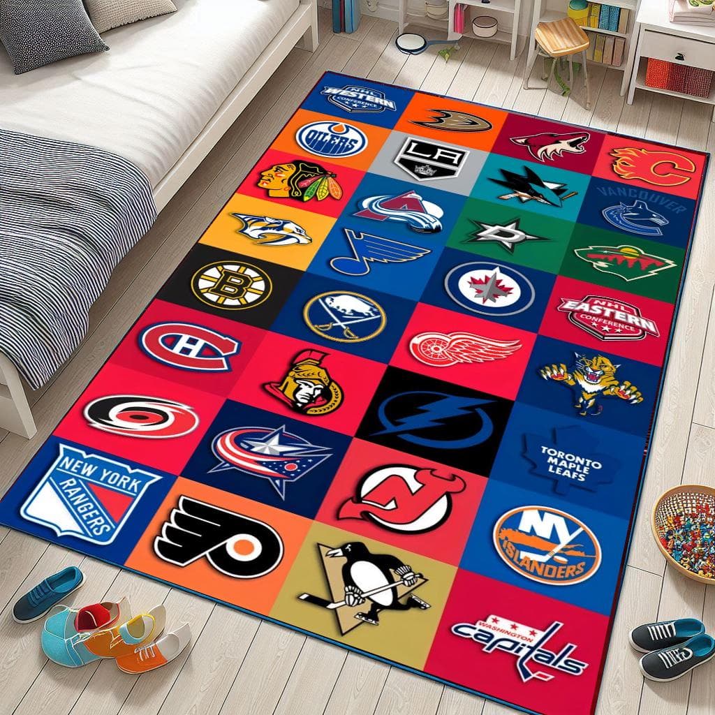 Custom Ice Hockey Teams Rug: Personalized Sports Decor