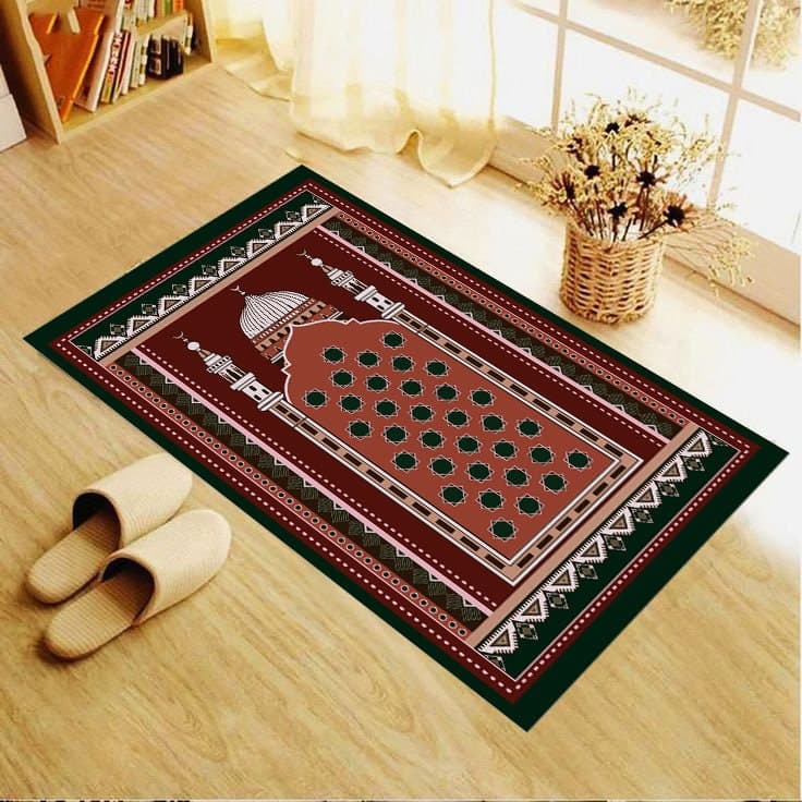 Green Chenille Prayer Mat: Islamic Rug, Muslim Gift - image 4