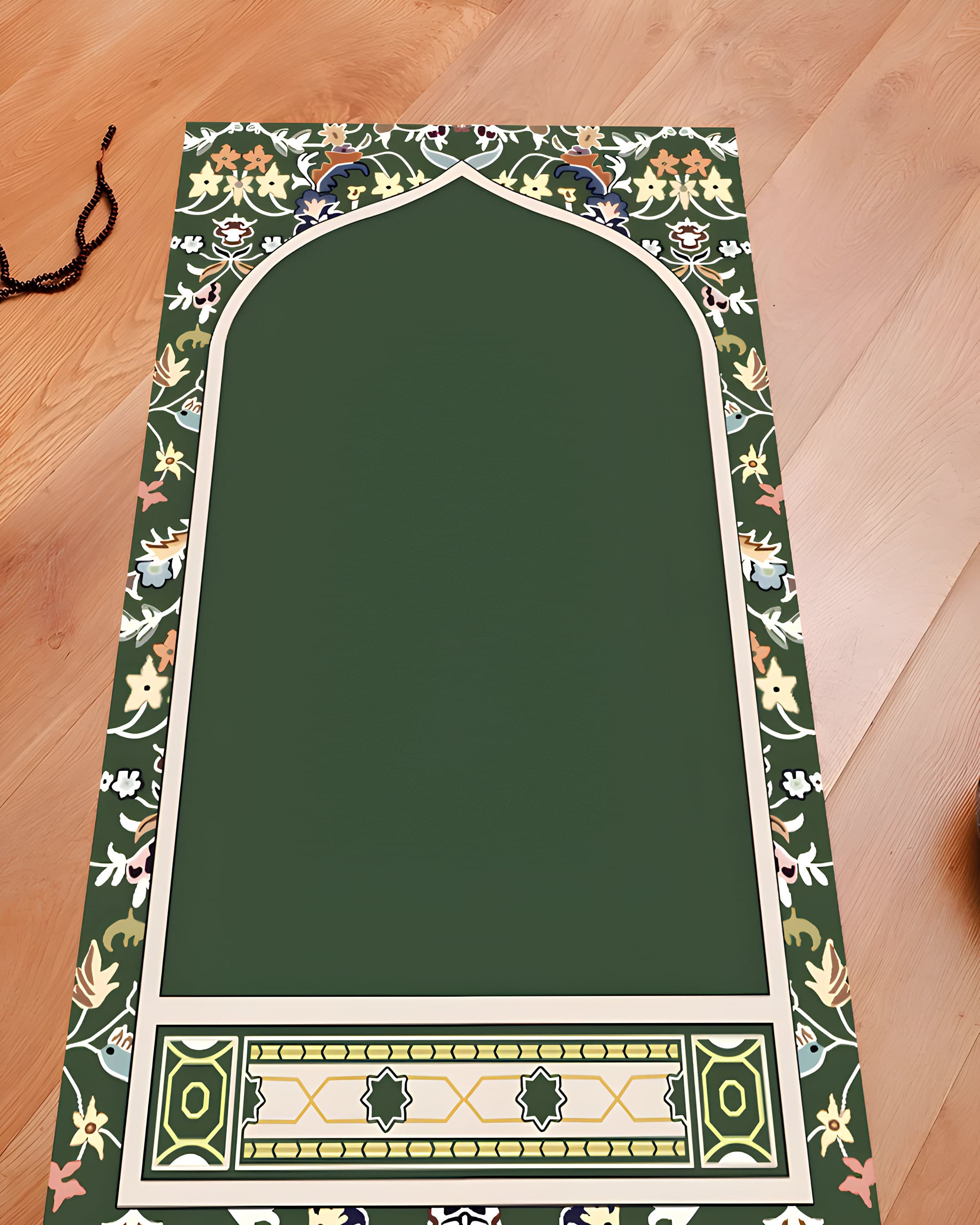 Green Chenille Prayer Mat: Islamic Gift, Muslim Wedding, Custom Design - image 3