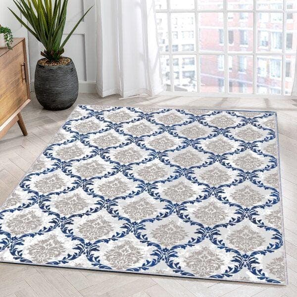 Turkish Motif Area Rug: Gray Mid-Century Style, Custom Size - image 4