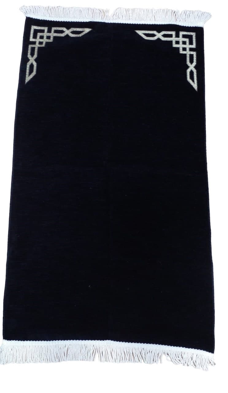 Black Chenille Prayer Mat: Handwoven Muslim Gift - image 3