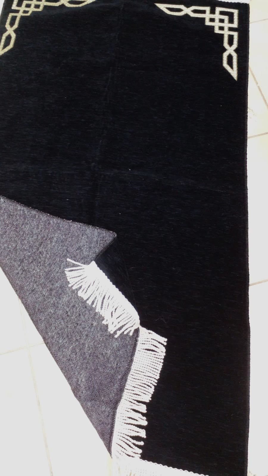 Black Chenille Prayer Mat: Handwoven Muslim Gift - image 4