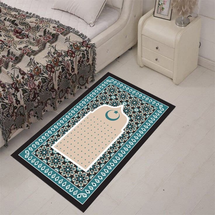 Blue Chenille Prayer Mat: Islamic Rug, Muslim Gift - image 3