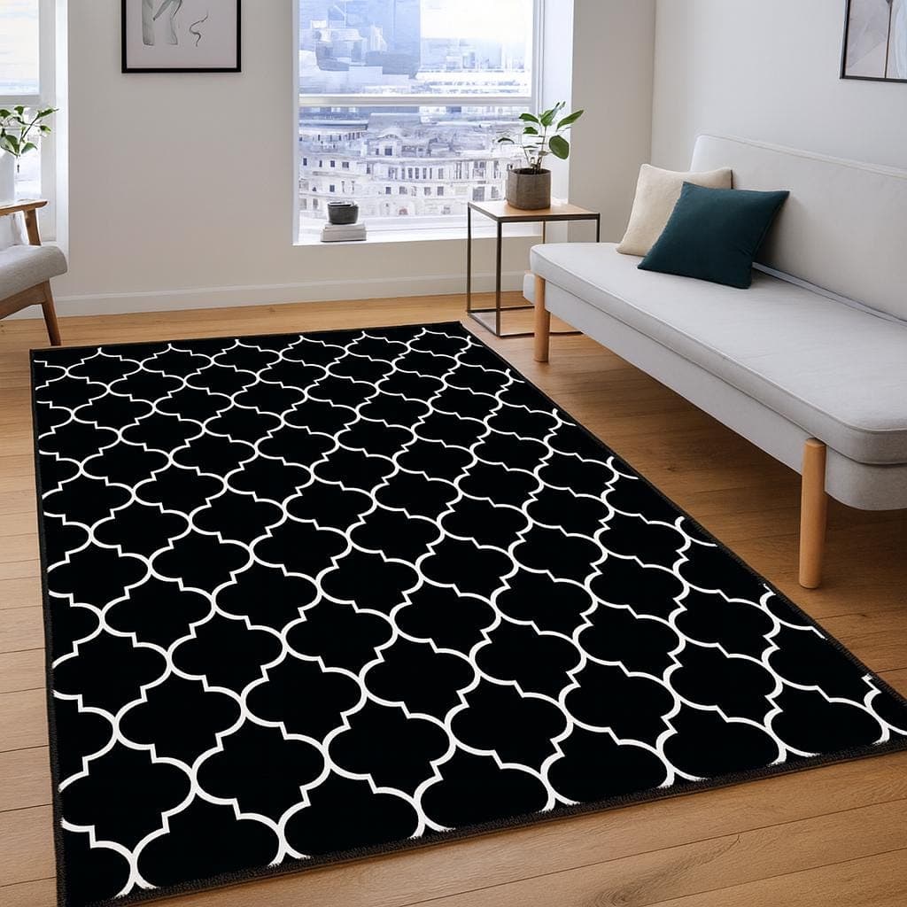 Patterned Black Area Custom Home Decor Carpet - image 4