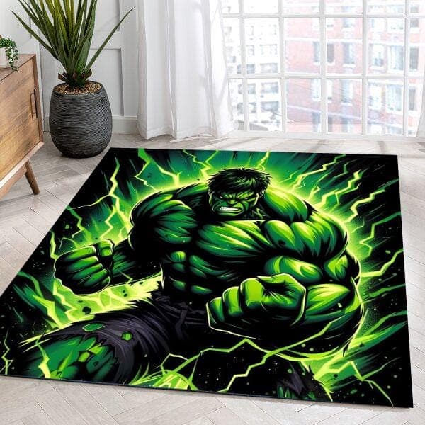 Hulk Rug: Green Giant Kids Room Decor, Washable Fan Rug - image 5