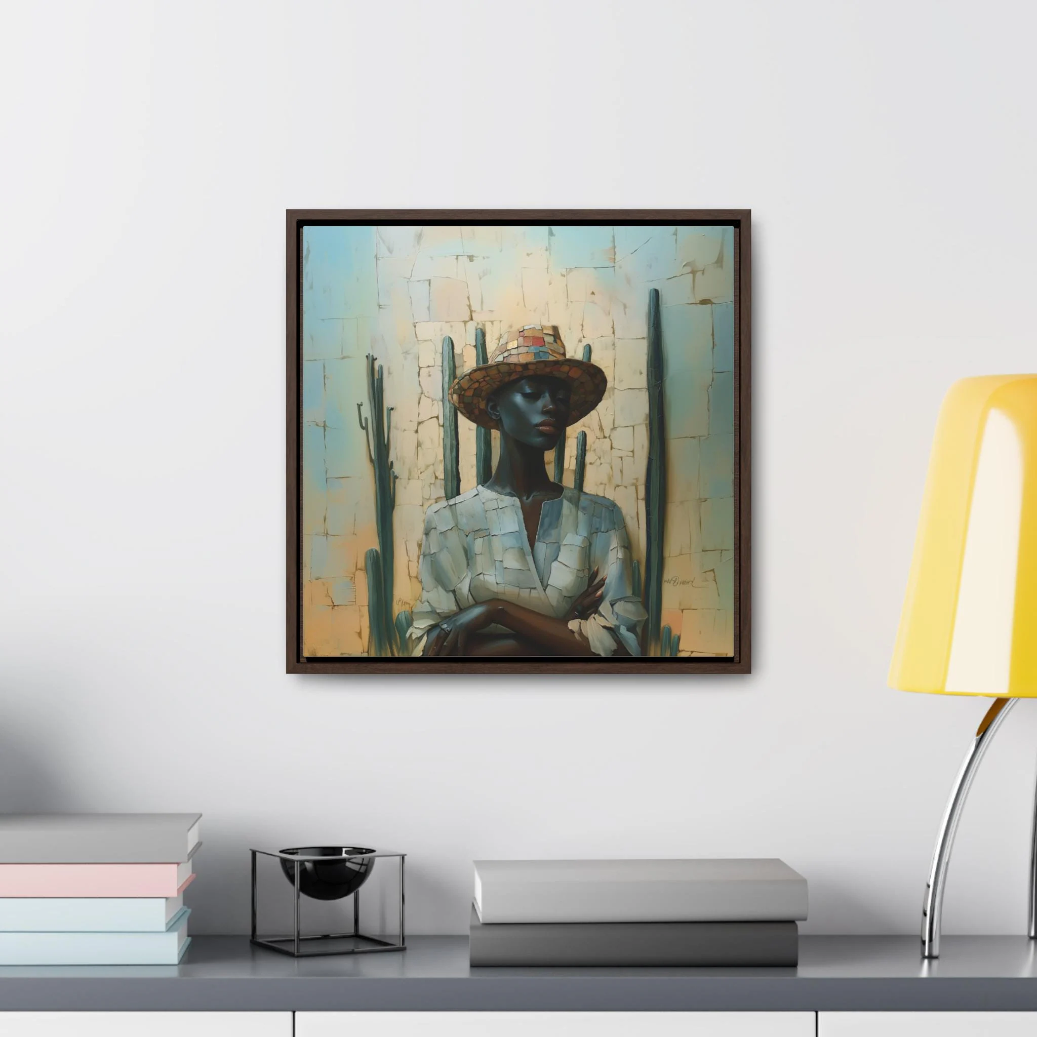 Black Woman Abstract Framed Art African Lady Painting Afro American Girl Decor African feminine art black history month culture ethnic art