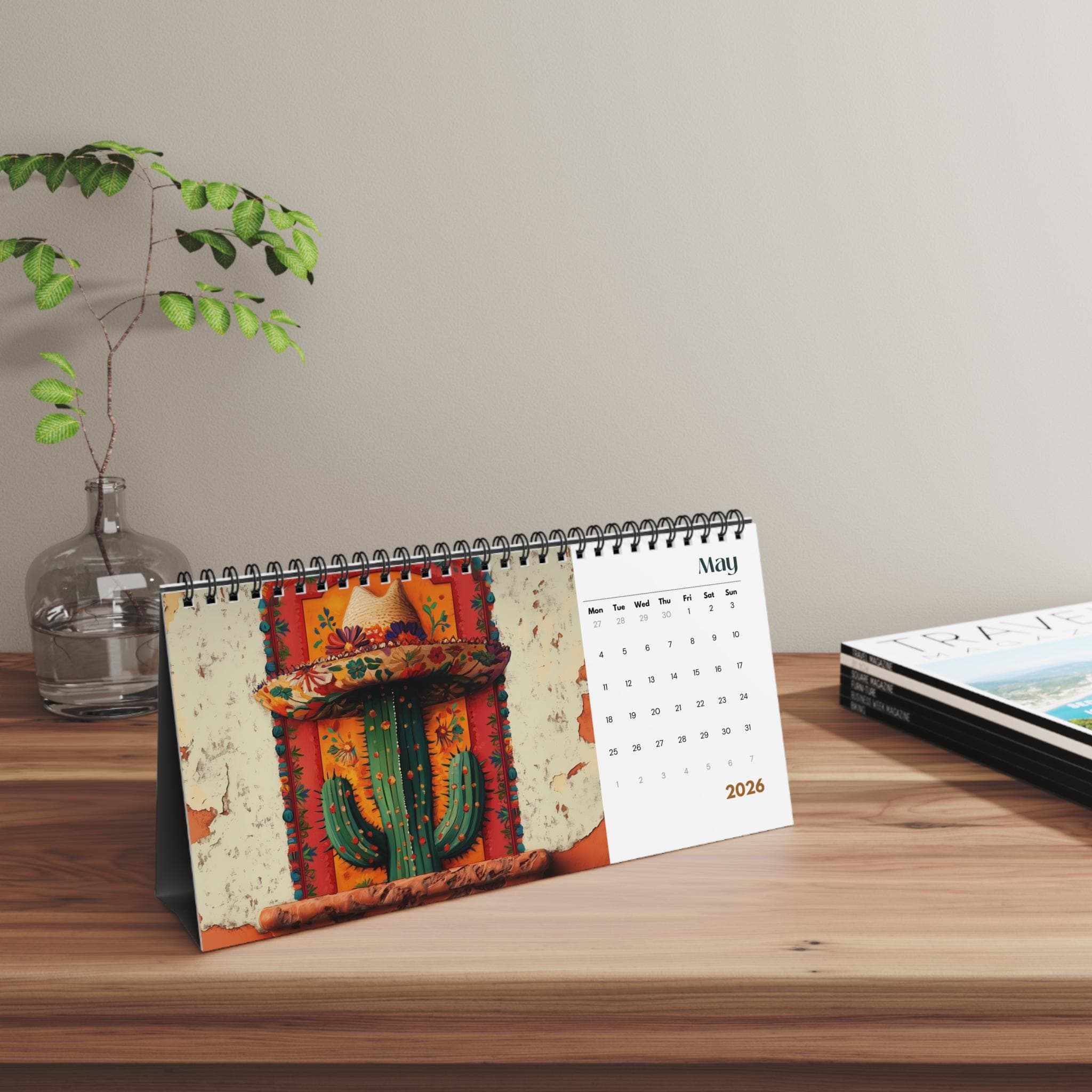 2026 Mexican Art Desk Calendar Yearly Planner Monthly Scheduler Office Decor Home Organization Latin Ethnic Traditional Art Spanish Mexico - image 2