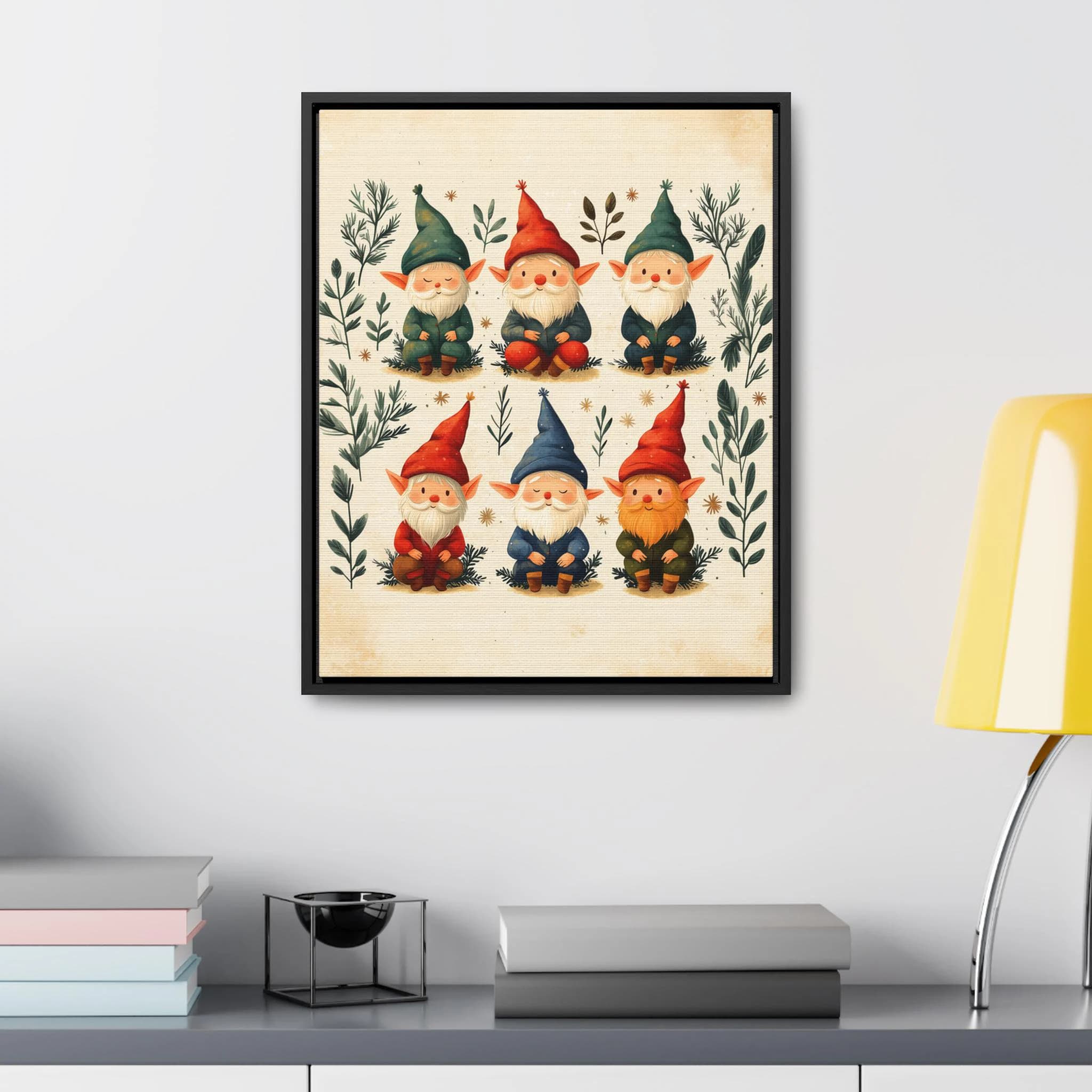 Elves Christmas Wall Art Frame Canvas Holiday Decor Gift Minimalist Still Life Painting Xmas Unique Print Modern Artwork Decoration Tree