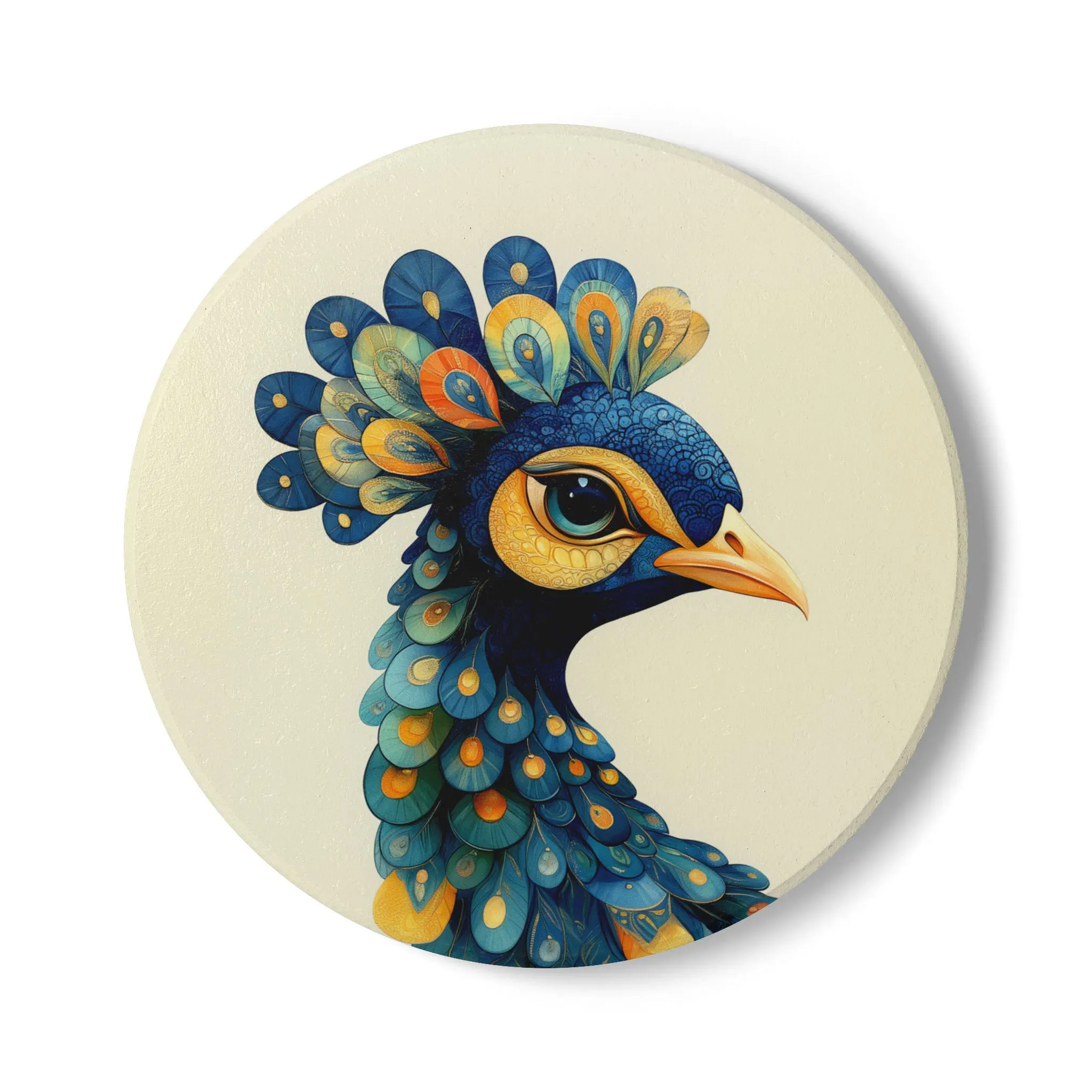 Peacock Ceramic Coaster Traditional Bohemian Desi Pakistani Indian Art Cozy Decor Kitchen Accessory Housewarming Gift Coffee Table Riwaj Art - image 5