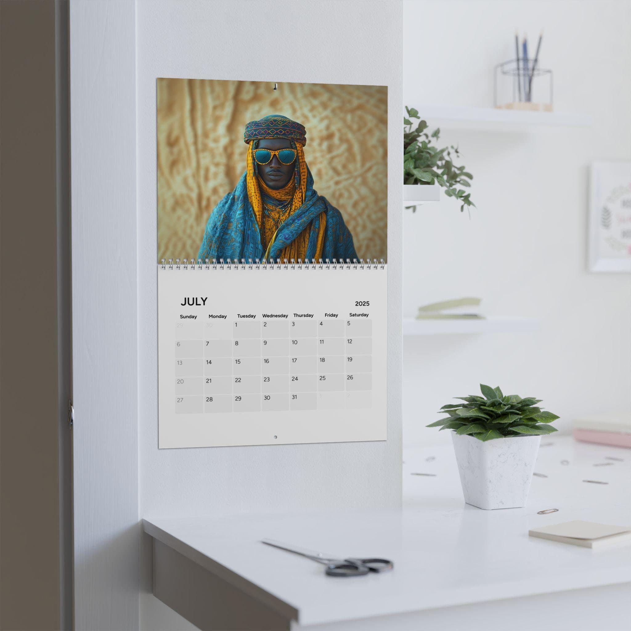 2025 African Art Wall Calendar Yearly Planner Monthly Scheduler Office Decor Home Organization Afro Ethnic Traditional Art Black culture