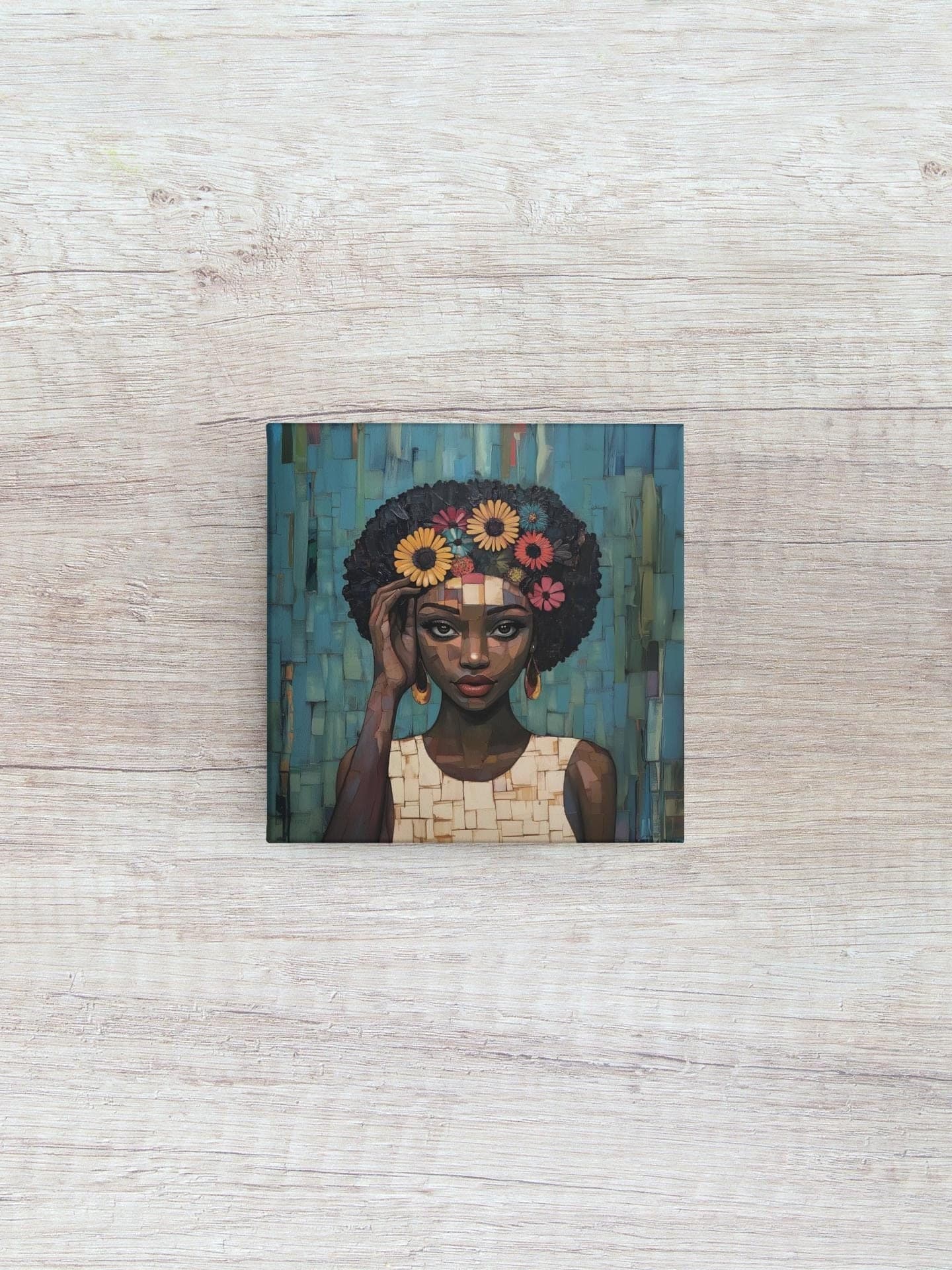 Black Woman Abstract Framed Art African Lady Painting Afro American Girl Decor African feminine art black history month culture ethnic art