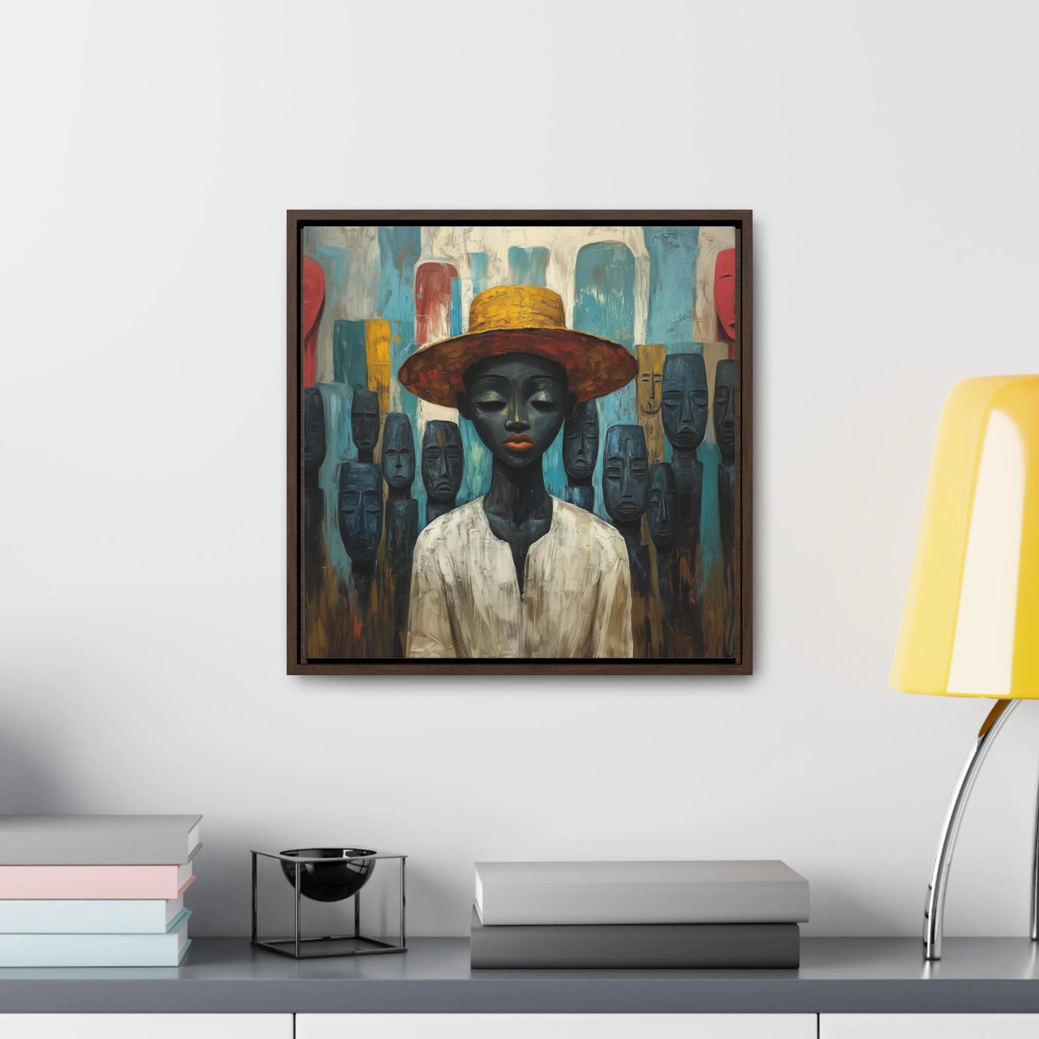 African Man Abstract Framed Art African Lady Painting Afro American Girl Decor African feminine art black history month culture ethnic art