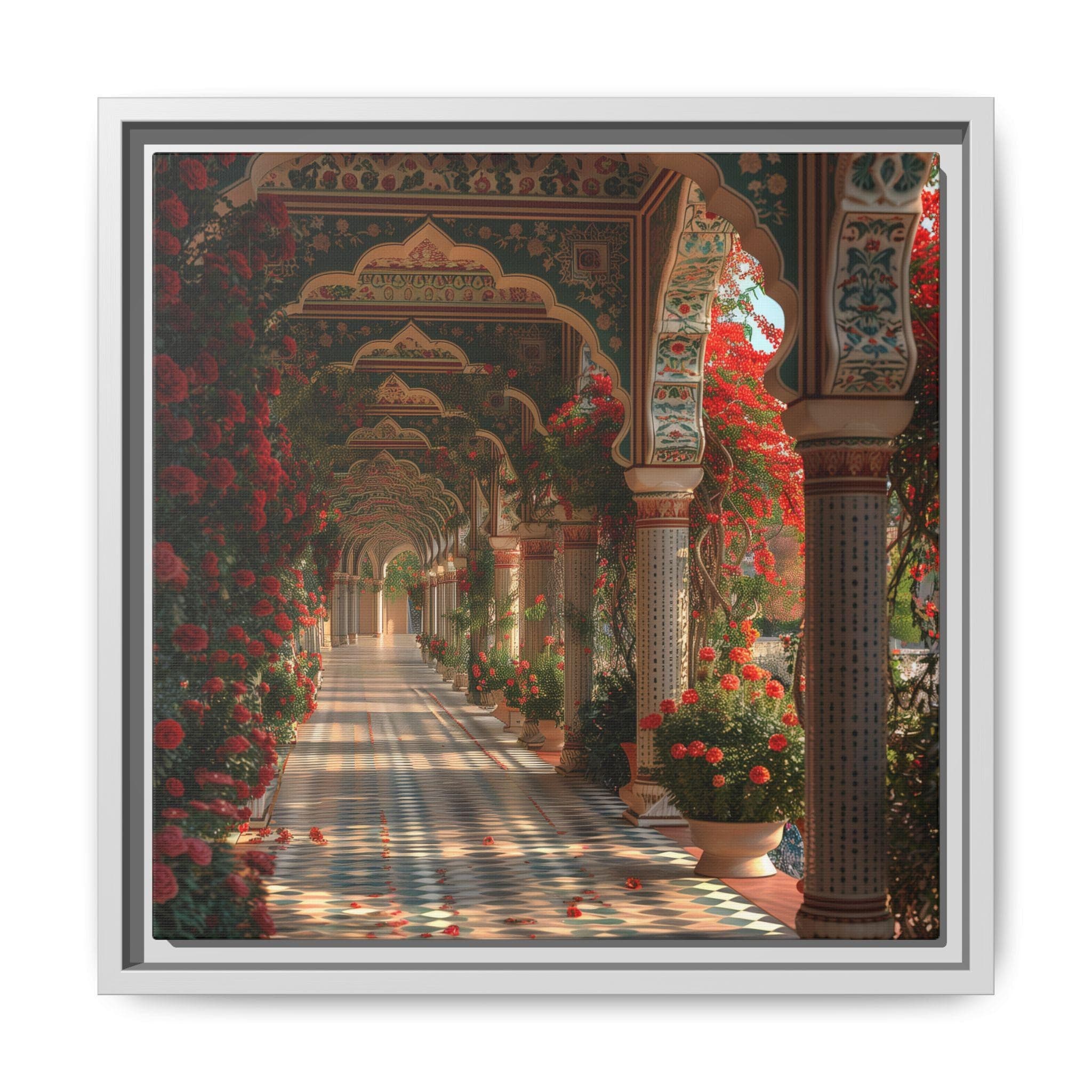 Mughal Style Art Palace Painting, Gallery Canvas Square Frame, Mughal Palace Afghan Pakistani Indian Subcontinent Persian Wall Print Poster - image 4