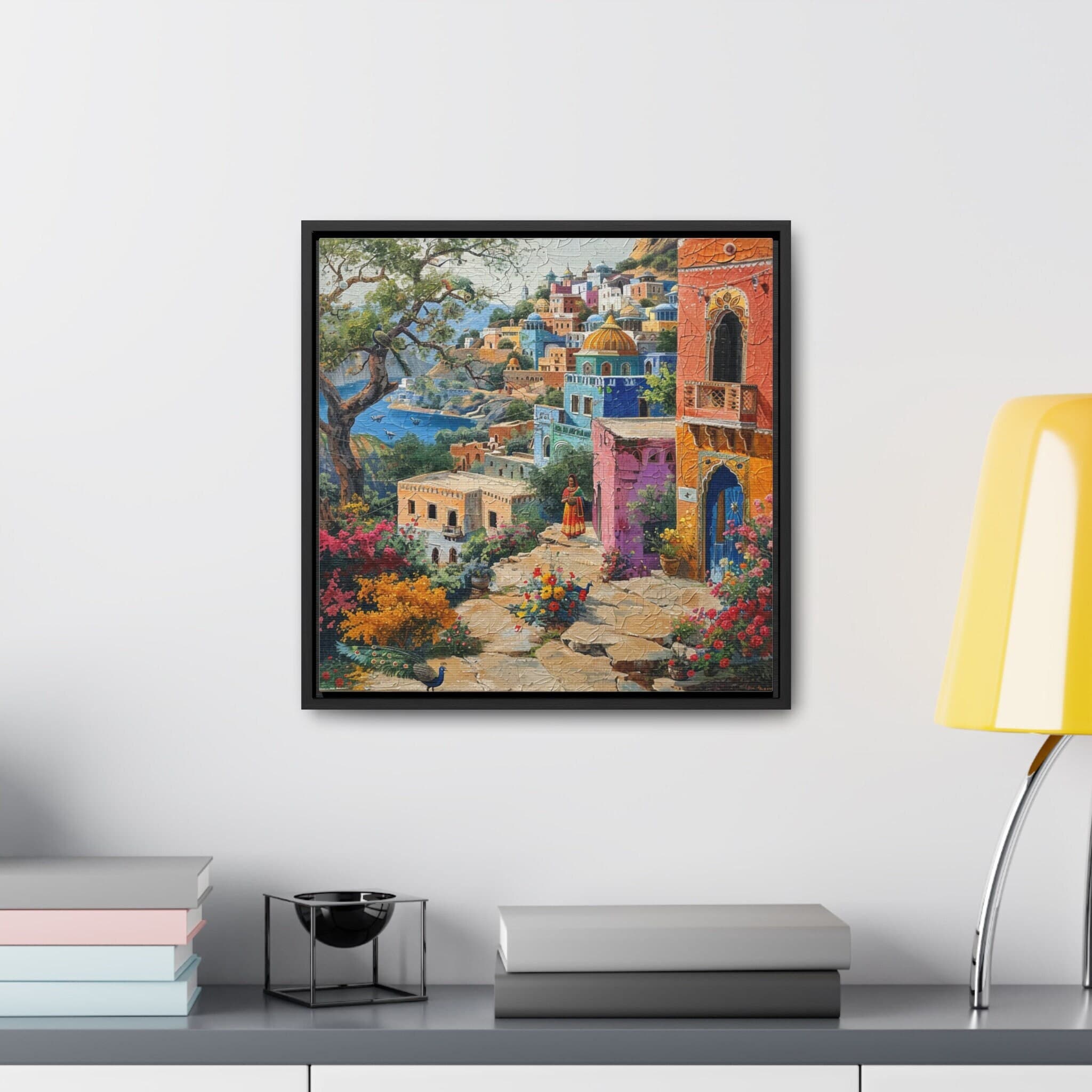 Sindhi Village Art Painting, Gallery Canvas Square Frame, Mughal Palace Afghan Pakistani Indian women Subcontinent Persian Wall Print Poster