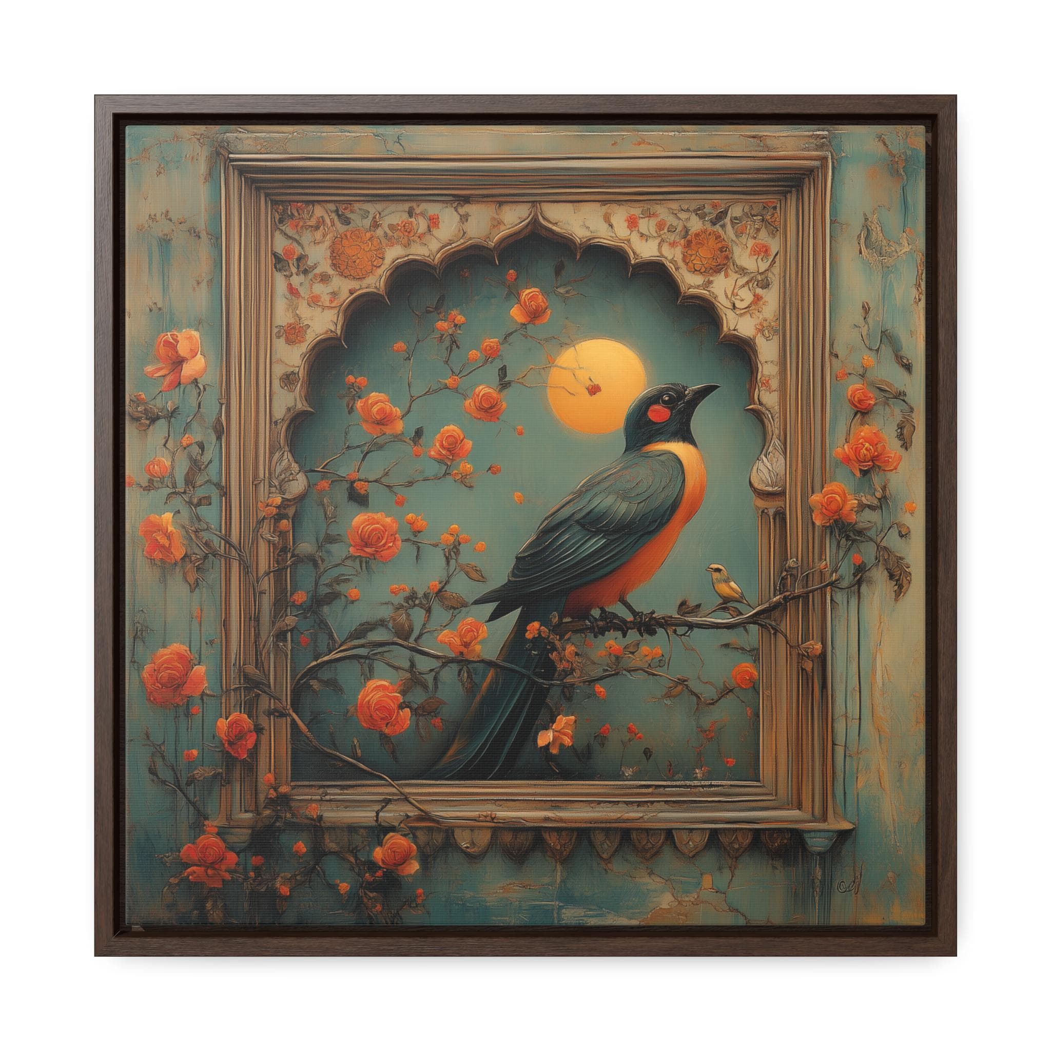 Mughal Palace Bird Art Gallery Canvas Wrap, Square Frame, Pakistani Indian Subcontinent Persian Afghan Southasian style decor arch Islamic - image 5