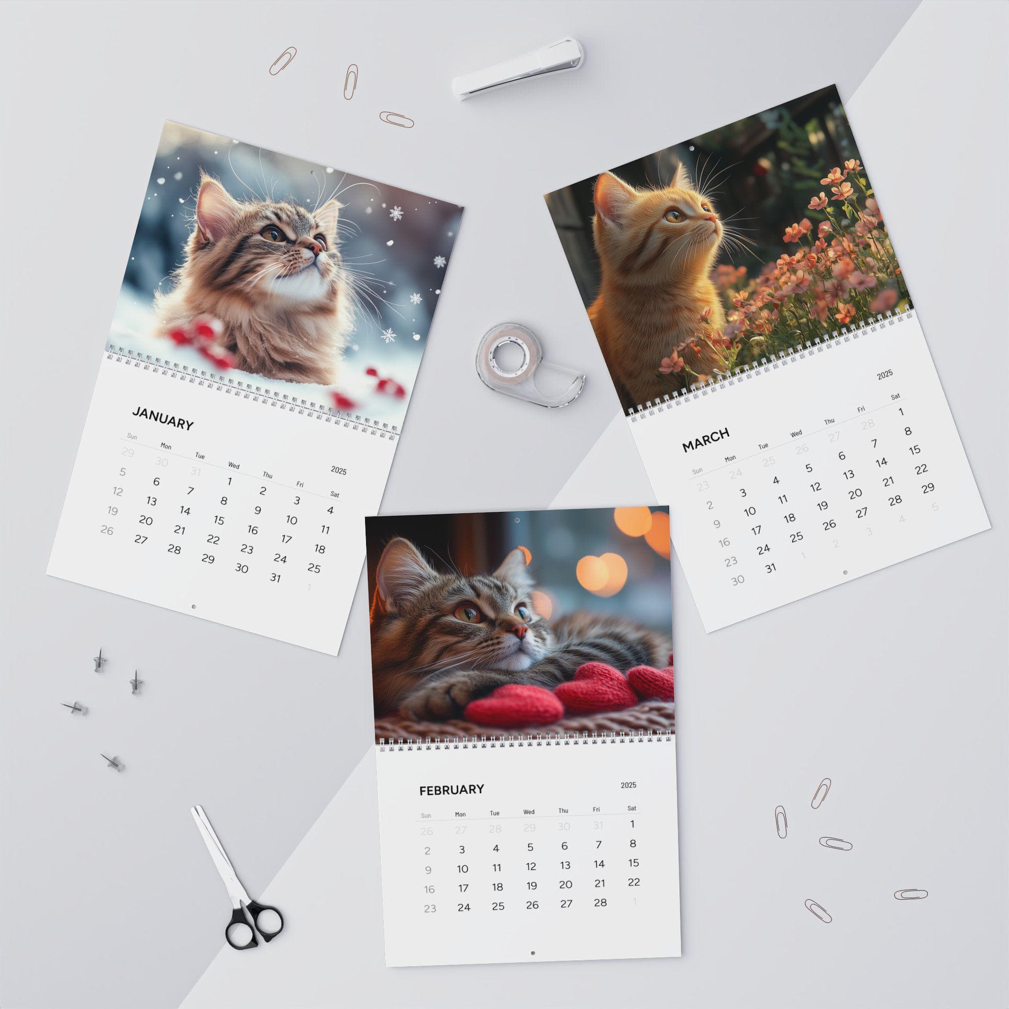 Cat Wall Calendar 2025 - Monthly Cat Illustrations, Cat Lover Gift, Cat Art Decoration, Cat Themed Planner, Yearly Cat Calendar Cat lady - image 3