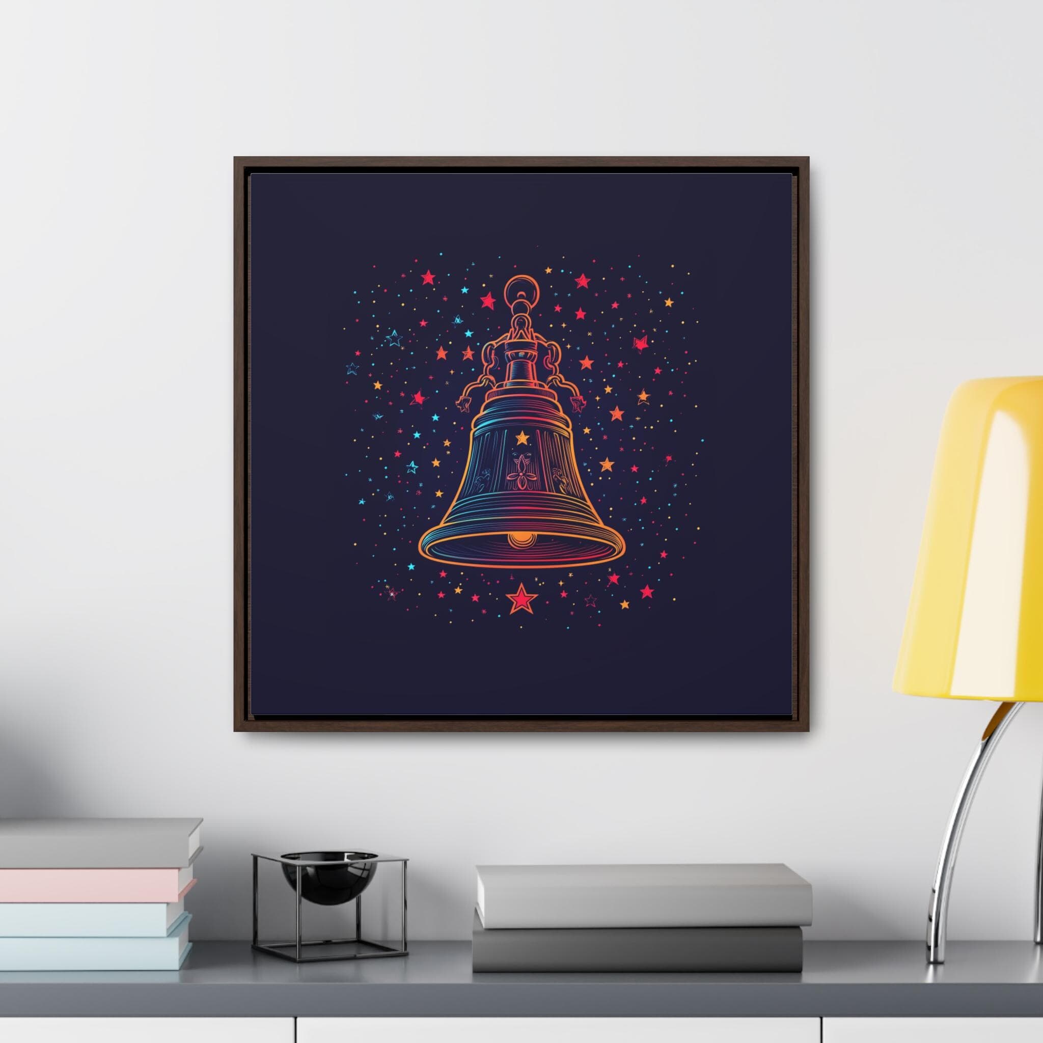 American 4th of July Canvas Framed Wall Art Liberty Bell Independence day Decor Print Modern Summer Holiday Gift, USA Patriotic festive Cozy