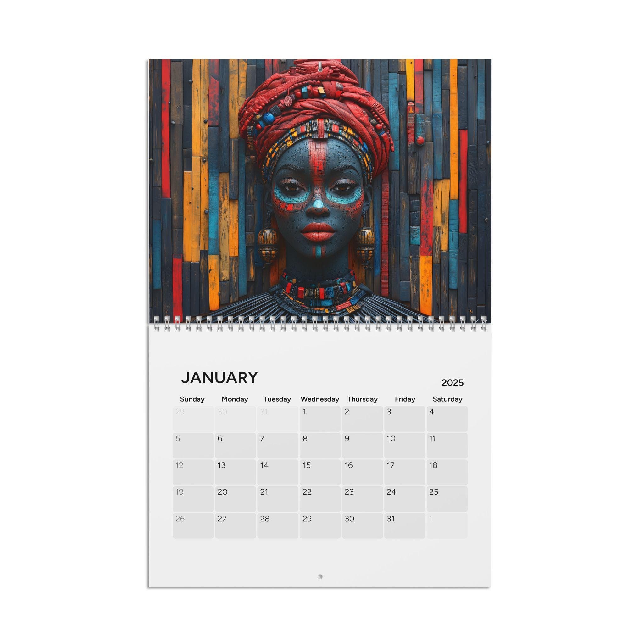 2025 African Art Wall Calendar Yearly Planner Monthly Scheduler Office Decor Home Organization Afro Ethnic Traditional Art Black culture - image 2