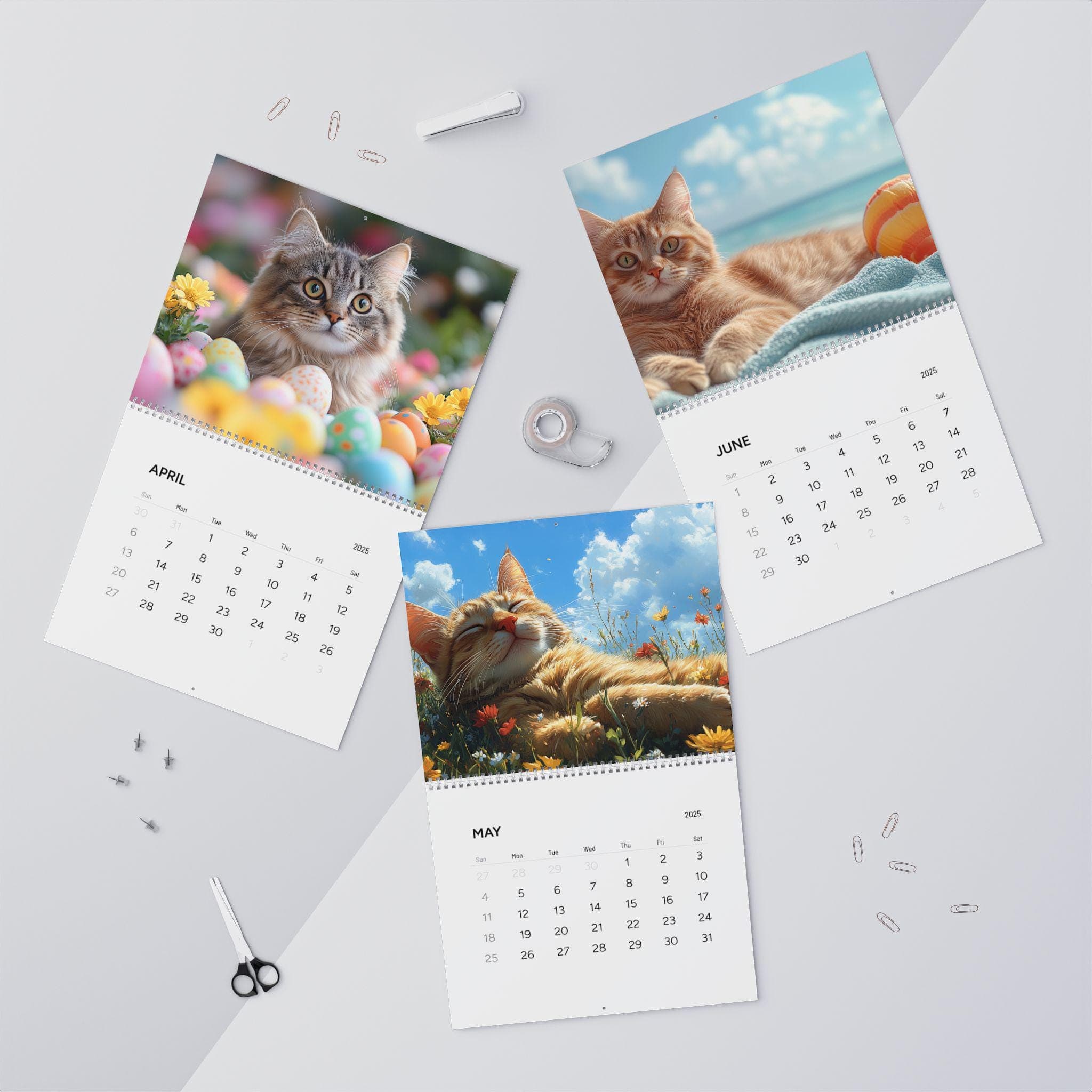 Cat Wall Calendar 2025 - Monthly Cat Illustrations, Cat Lover Gift, Cat Art Decoration, Cat Themed Planner, Yearly Cat Calendar Cat lady - image 4