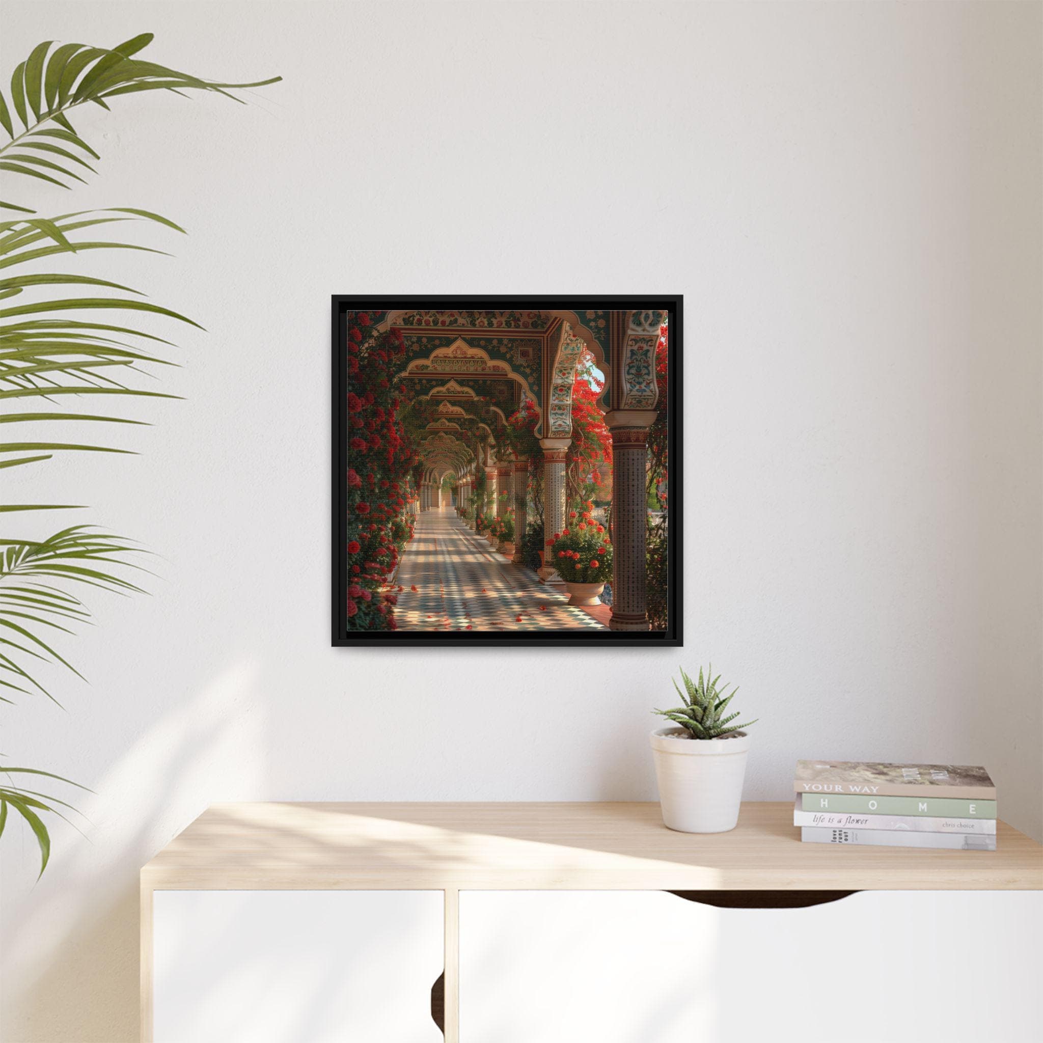 Mughal Style Art Palace Painting, Gallery Canvas Square Frame, Mughal Palace Afghan Pakistani Indian Subcontinent Persian Wall Print Poster