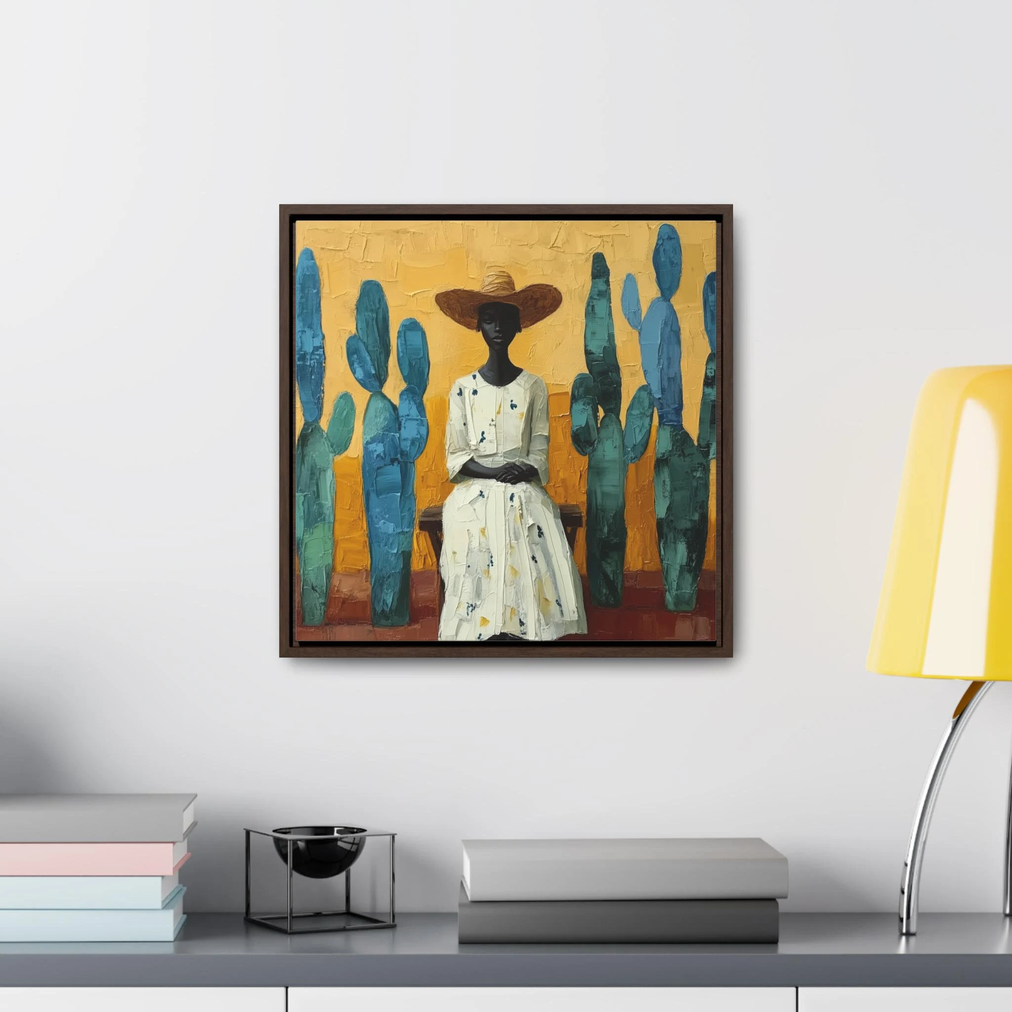 Black Woman Abstract Framed Art African Lady Painting Afro American Girl Decor African feminine art black history month culture ethnic art