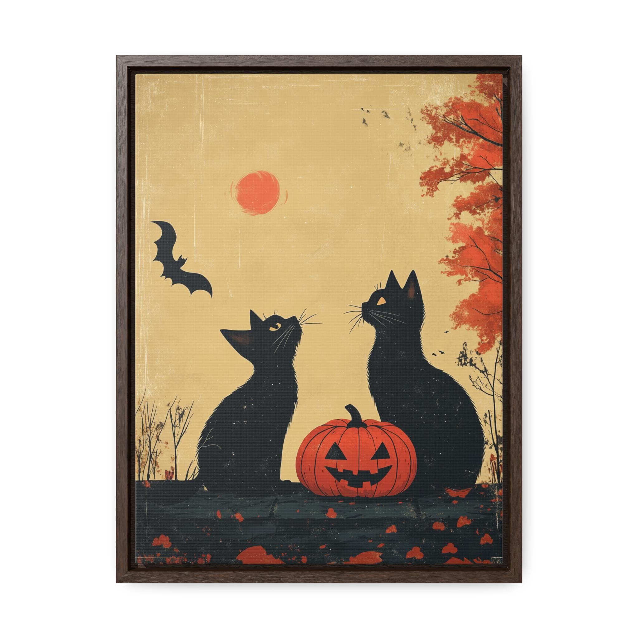 Black Cats Pumpkin Bat Silhouette Wall Art, Digital Download Minimalist Pastel Colors Halloween Home Decor Holiday Season Party Gift Kittens - image 3