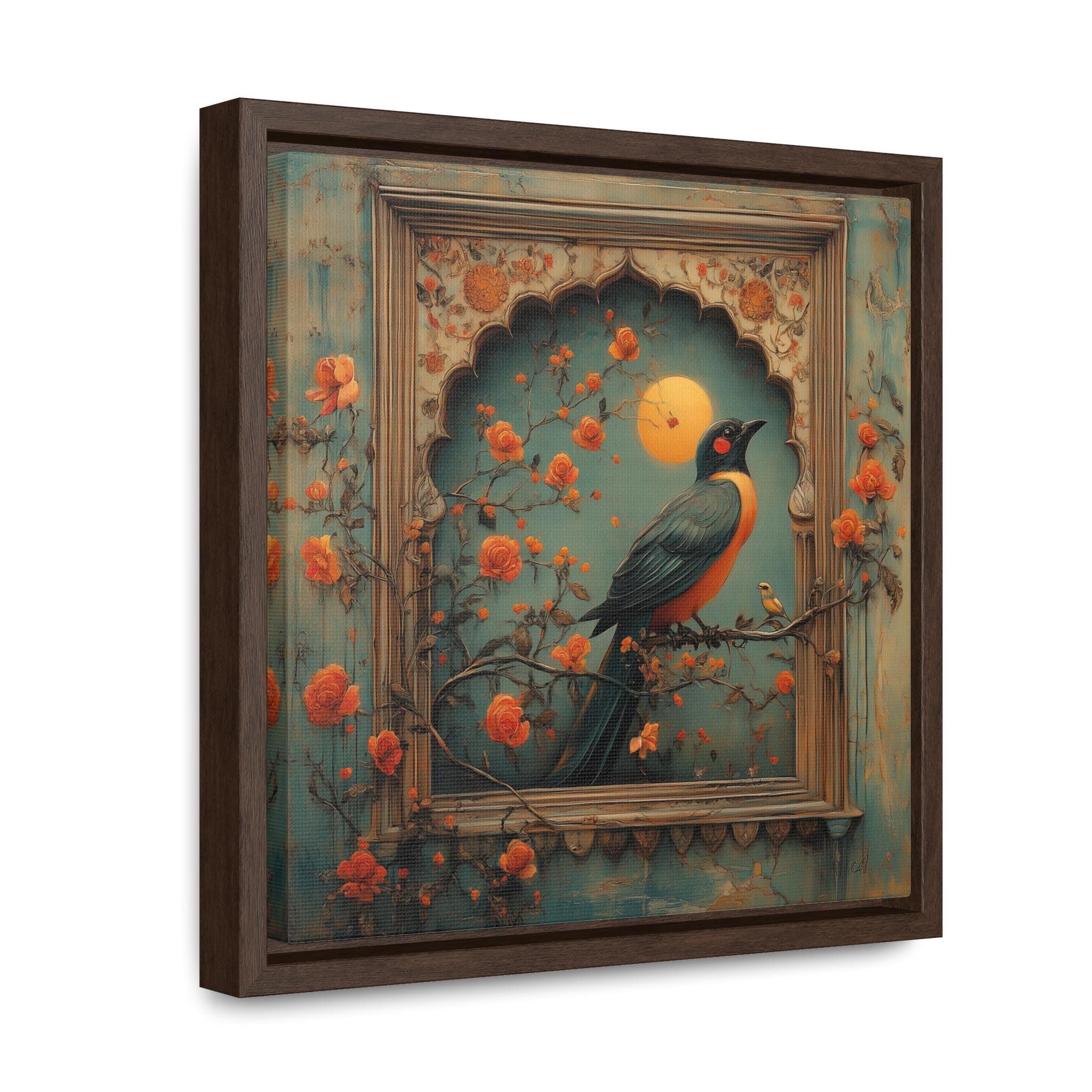 Mughal Palace Bird Art Gallery Canvas Wrap, Square Frame, Pakistani Indian Subcontinent Persian Afghan Southasian style decor arch Islamic - image 3