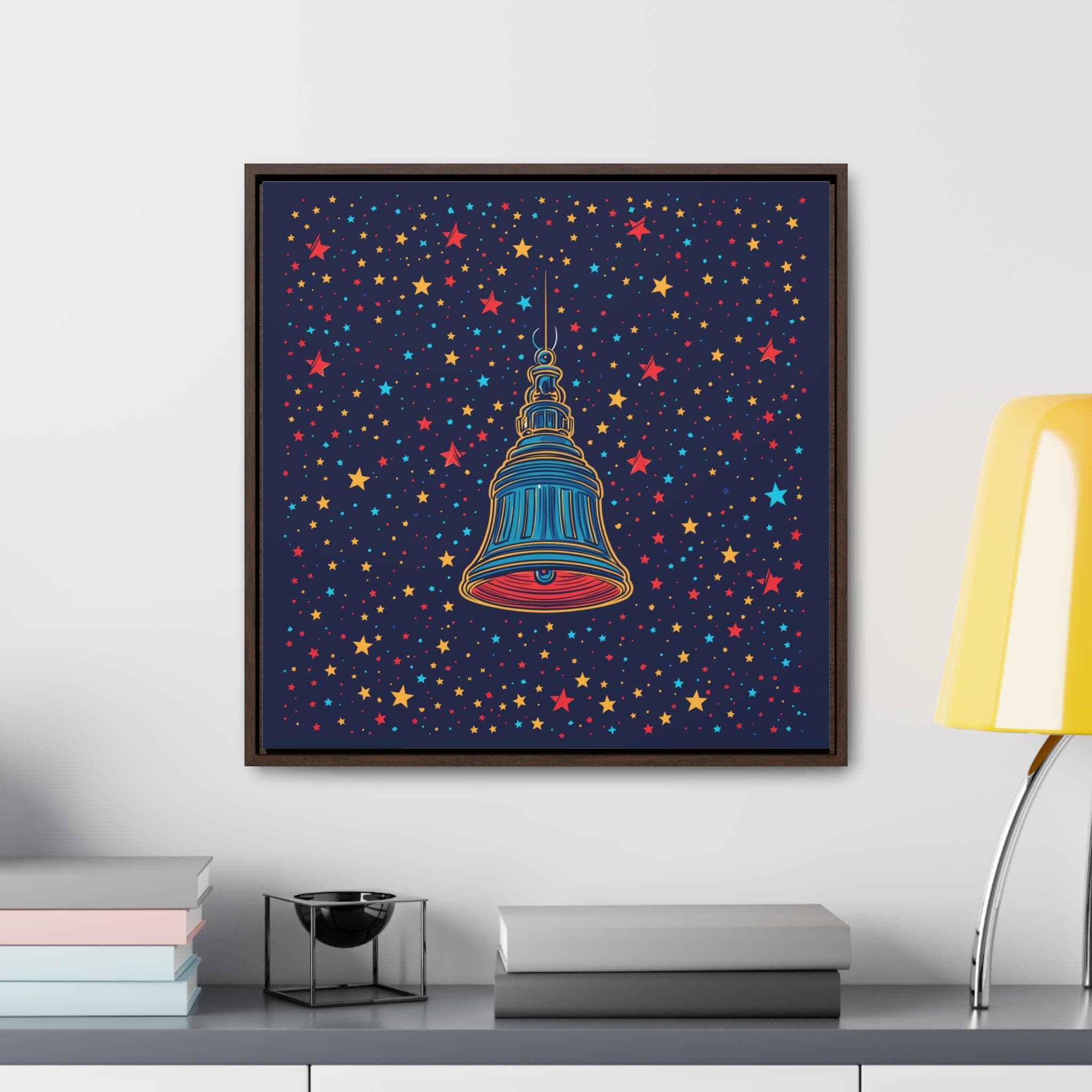 American 4th of July Canvas Framed Wall Art Liberty Bell Independence day Decor Print Modern Summer Holiday Gift, USA Patriotic festive Cozy