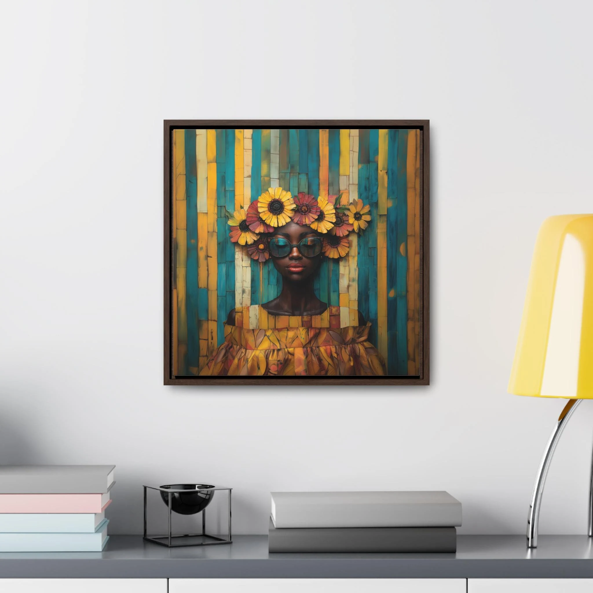 Black Woman Abstract Framed Art African Lady Painting Afro American Girl Decor African feminine art black history month culture ethnic art