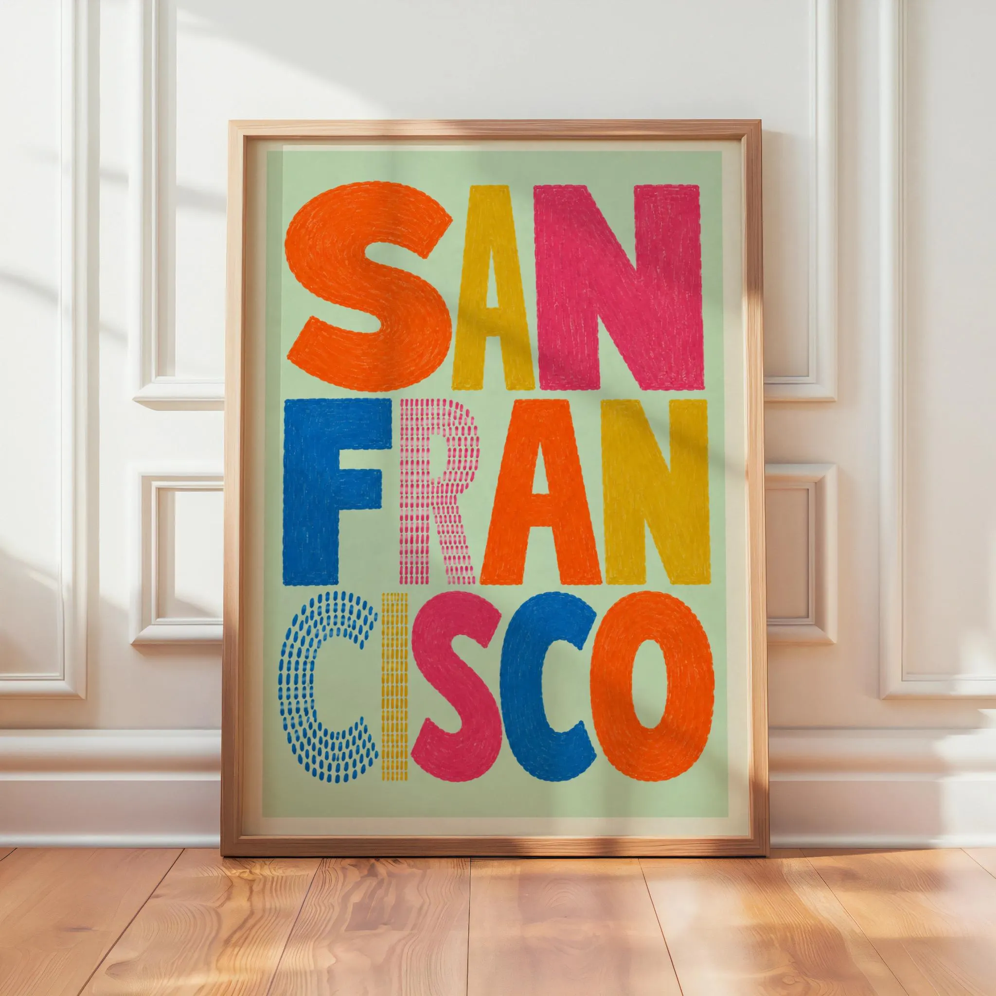 San Francisco Wall Art, Colorful Typography Print, California City Poster, Bedroom Decor