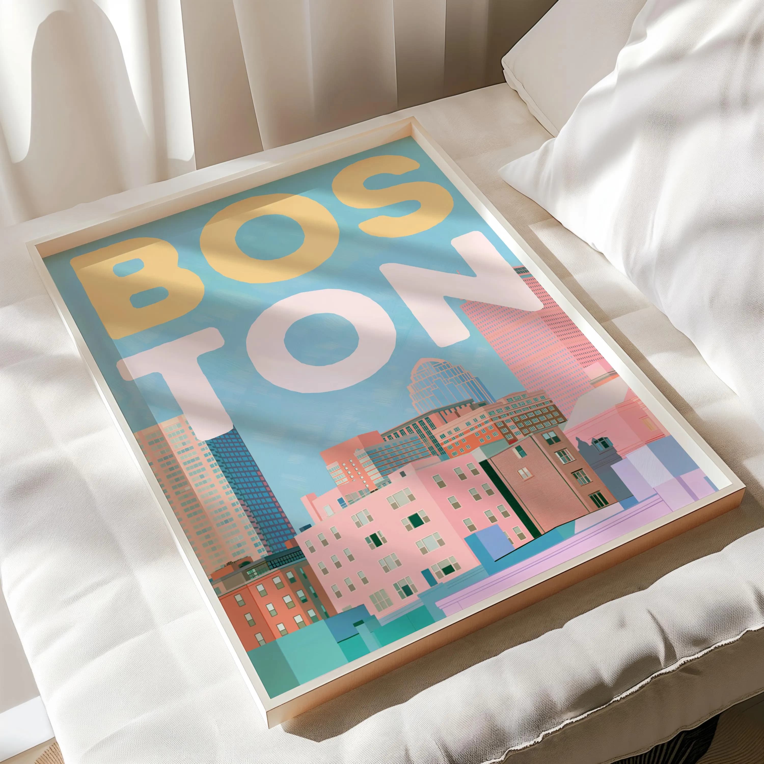Boston Wall Art, Massachusetts Skyline Print, Digital Travel Poster for Instant Download - image 4