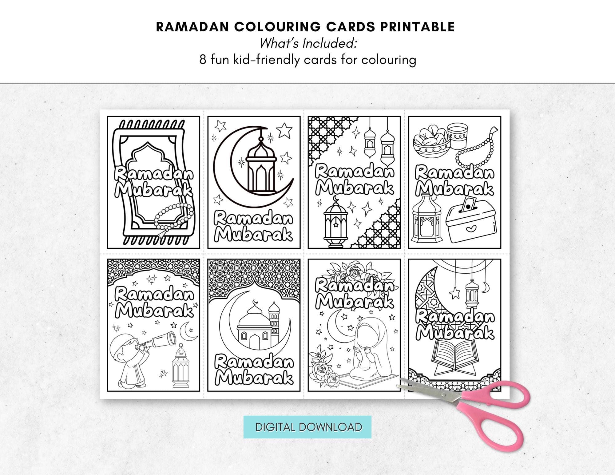 Ramadan Colouring Cards Printable - DIY Class Cards (Digital Download) - image 3