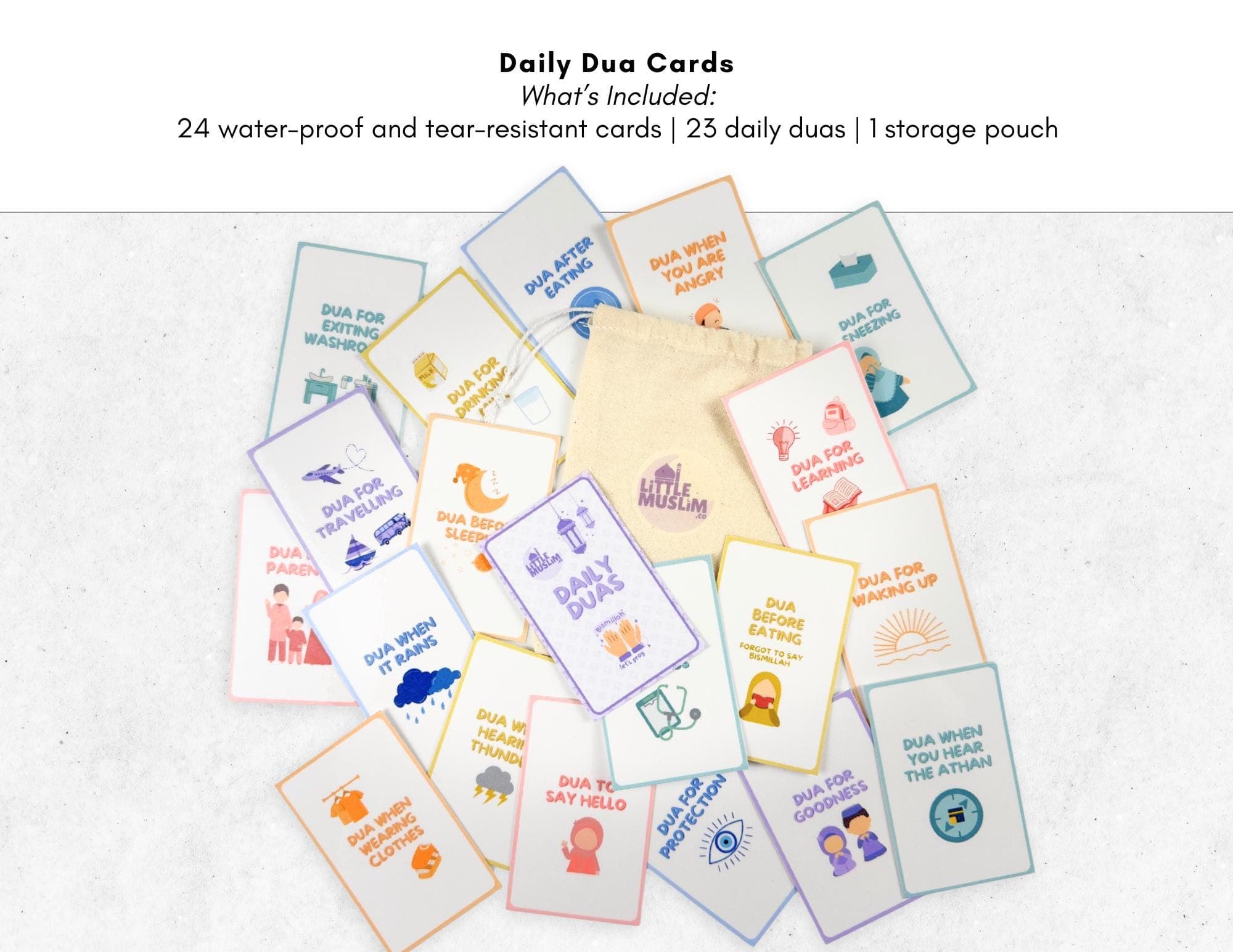 Daily Dua Flashcards | Waterproof Islamic Prayer Cards, Muslim Gift
